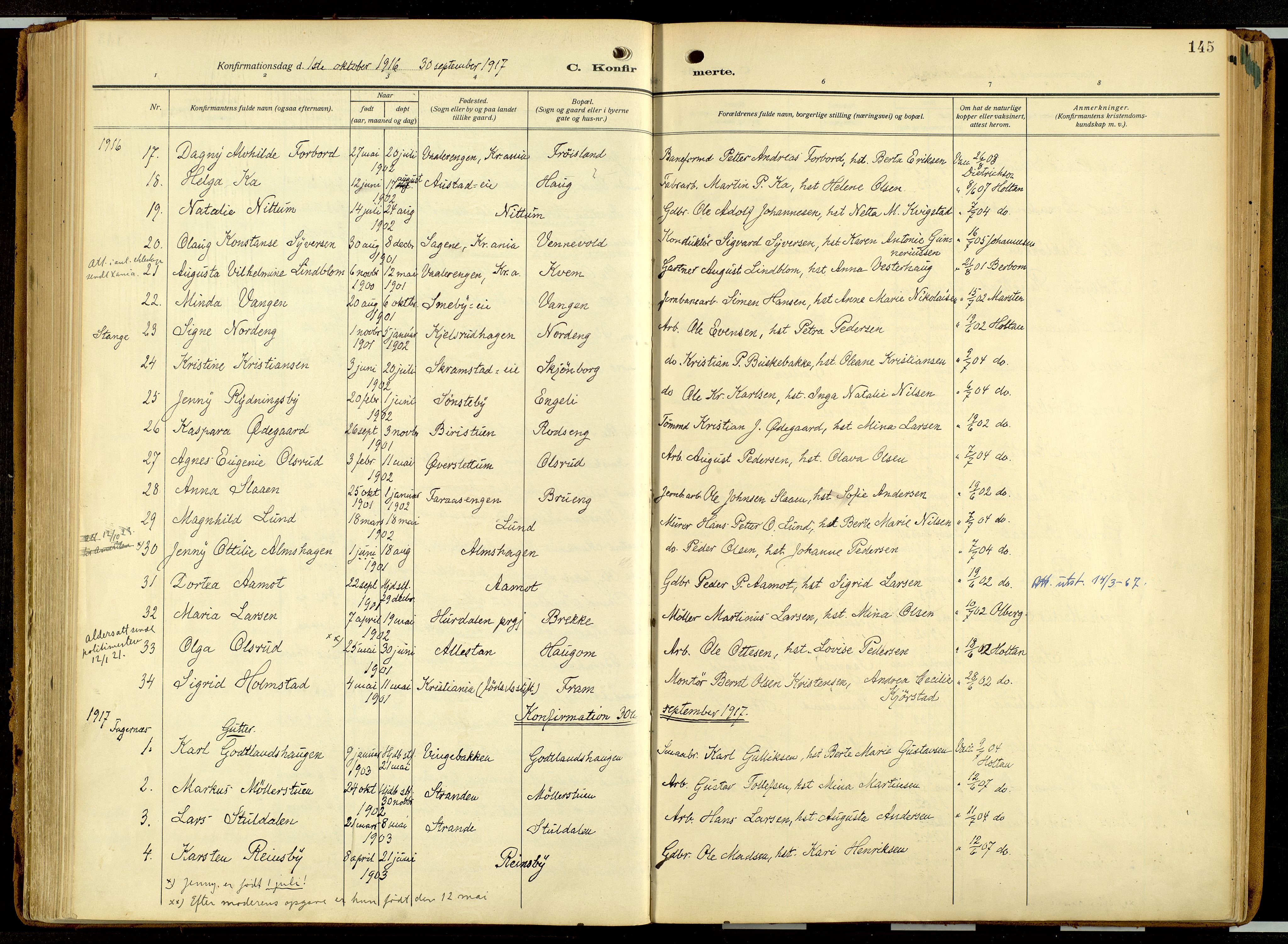 Balke prestekontor, AV/SAH-PREST-106/H/Ha/Haa/L0001: Ministerialbok nr. 1, 1914-1932, s. 145