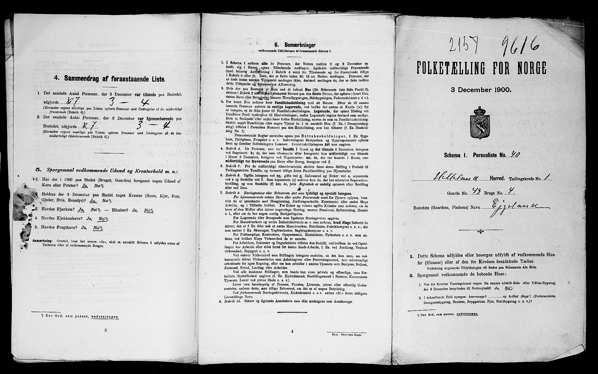 SAST, Folketelling 1900 for 1115 Helleland herred, 1900, s. 22