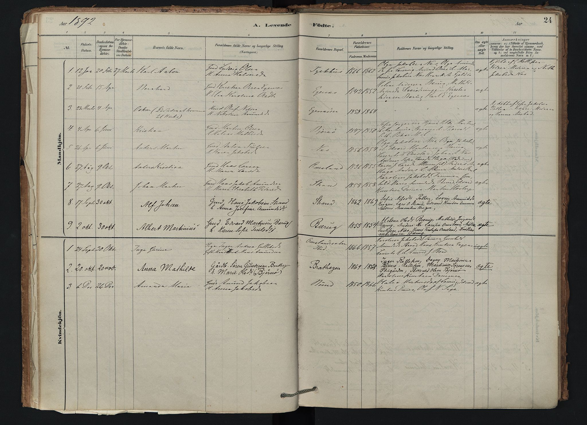 Brunlanes kirkebøker, SAKO/A-342/F/Fd/L0001: Ministerialbok nr. IV 1, 1878-1917, s. 24