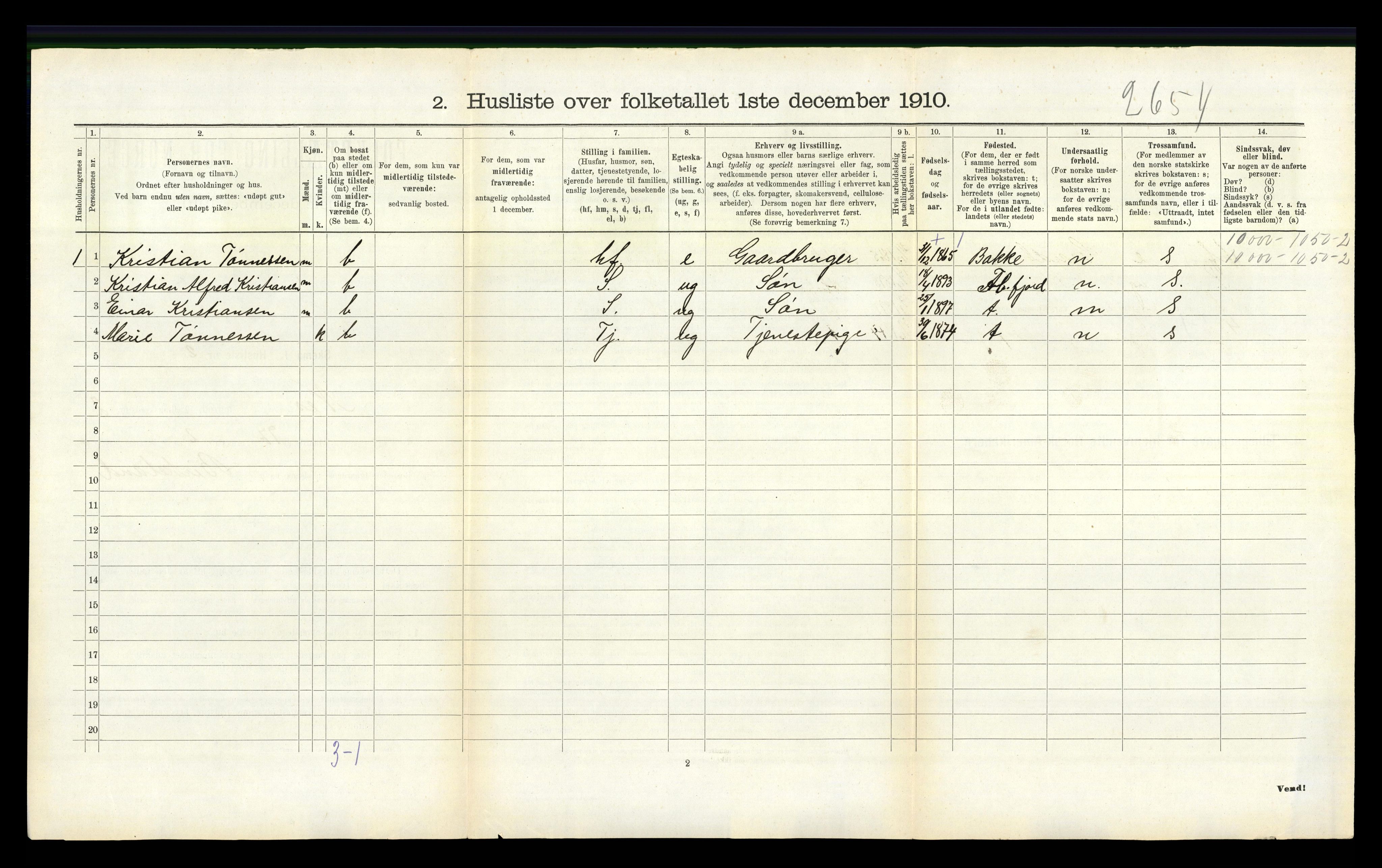 RA, Folketelling 1910 for 1043 Nes herred, 1910, s. 102