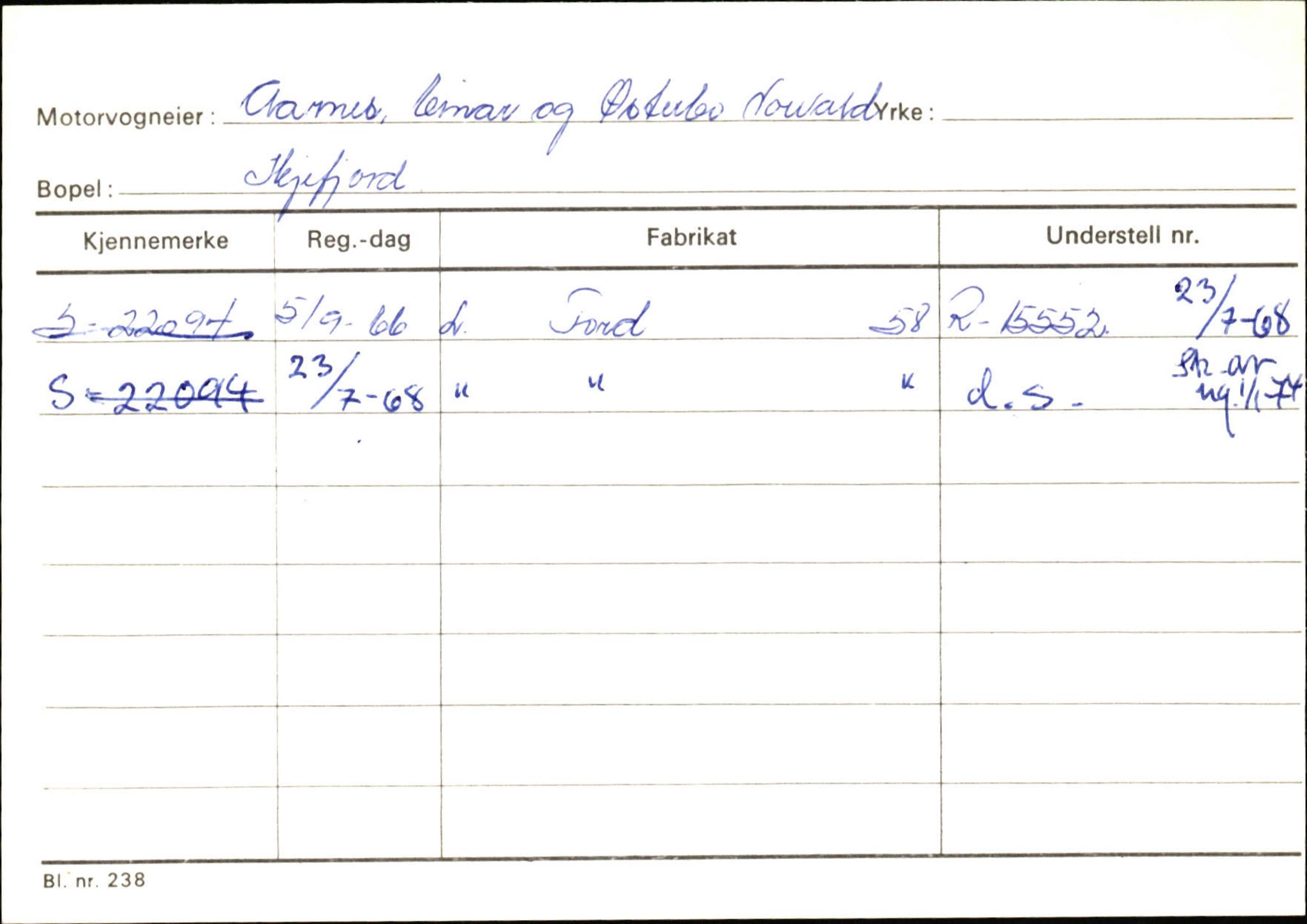 Statens vegvesen, Sogn og Fjordane vegkontor, SAB/A-5301/4/F/L0131: Eigarregister Høyanger P-Å. Stryn S-Å, 1945-1975, s. 1115