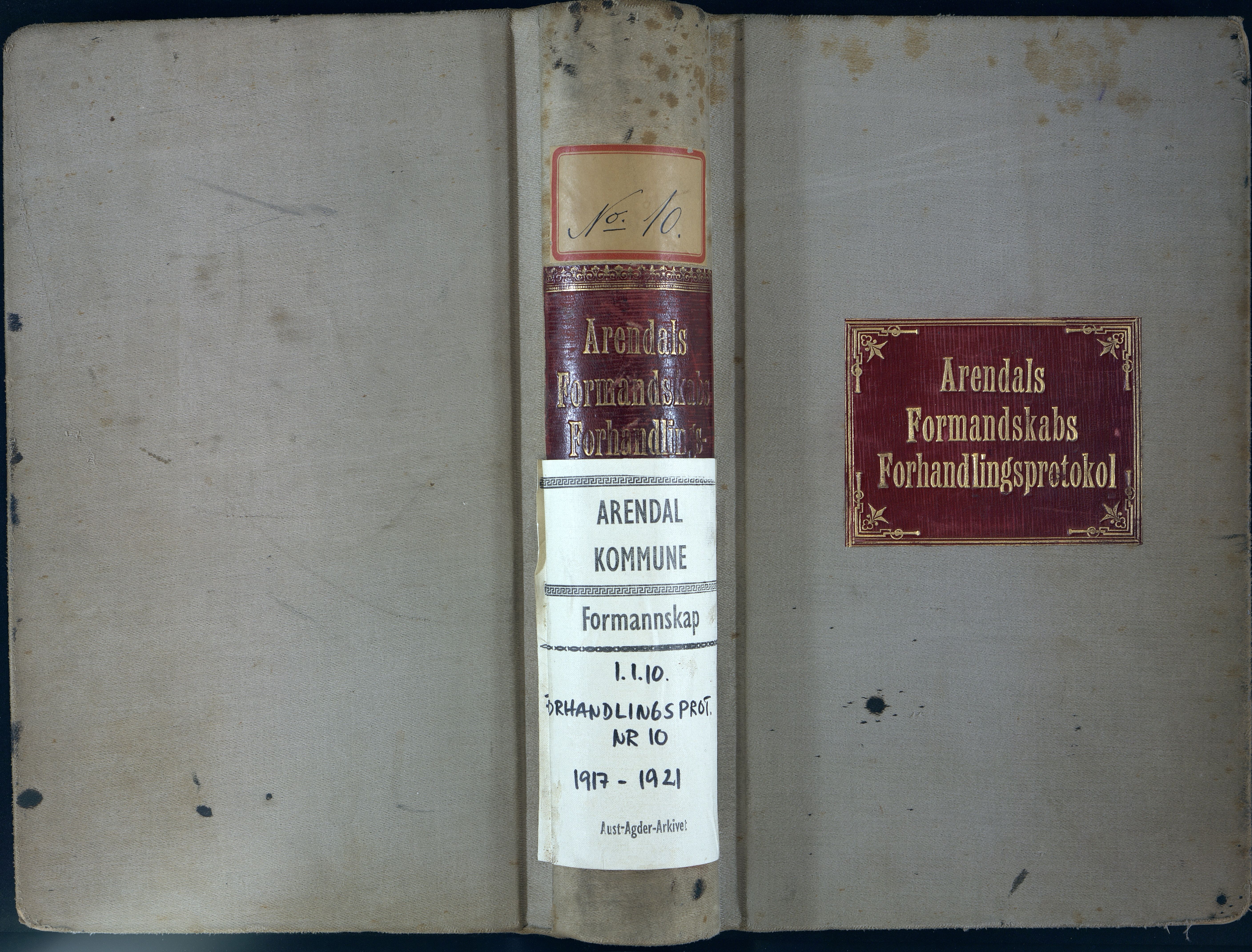 Arendal kommune, Katalog I, AAKS/KA0906-PK-I/01/L0010: Forhandlingsprotokoll nr. 10 , 1917-1921