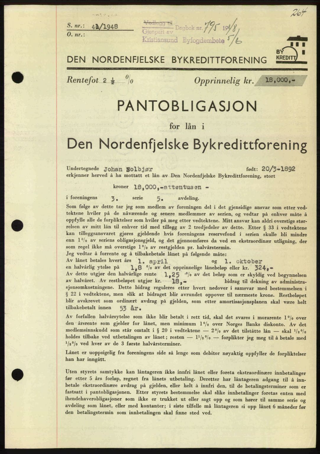 Kristiansund byfogd, SAT/A-4587/A/27: Pantebok nr. 44, 1947-1948, Dagboknr: 795/1948