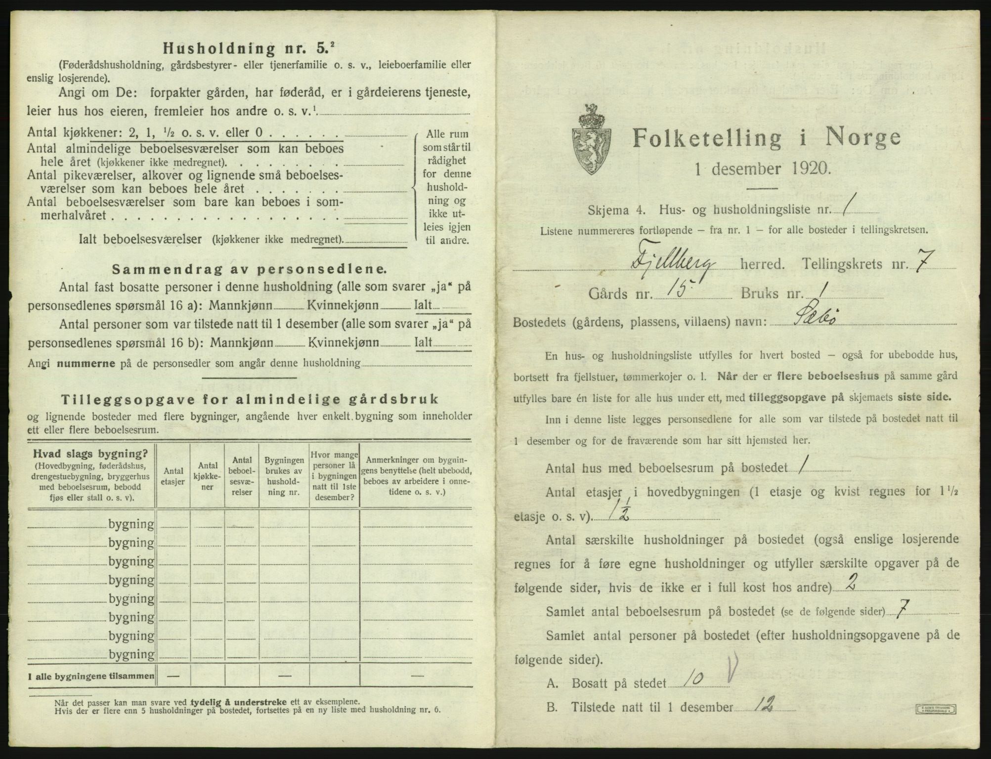 SAB, Folketelling 1920 for 1213 Fjelberg herred, 1920, s. 397