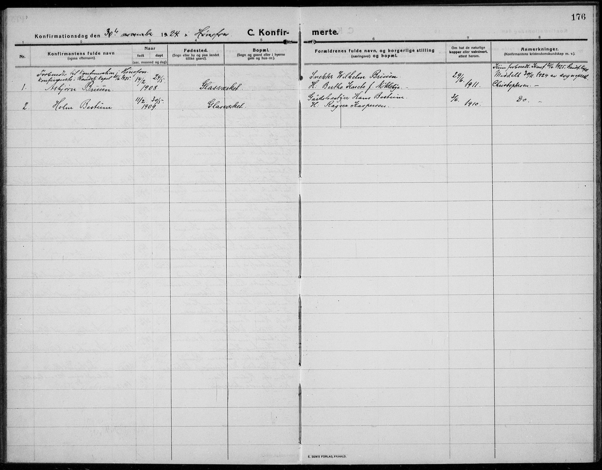 Jevnaker prestekontor, SAH/PREST-116/H/Ha/Haa/L0012: Ministerialbok nr. 12, 1914-1924, s. 176