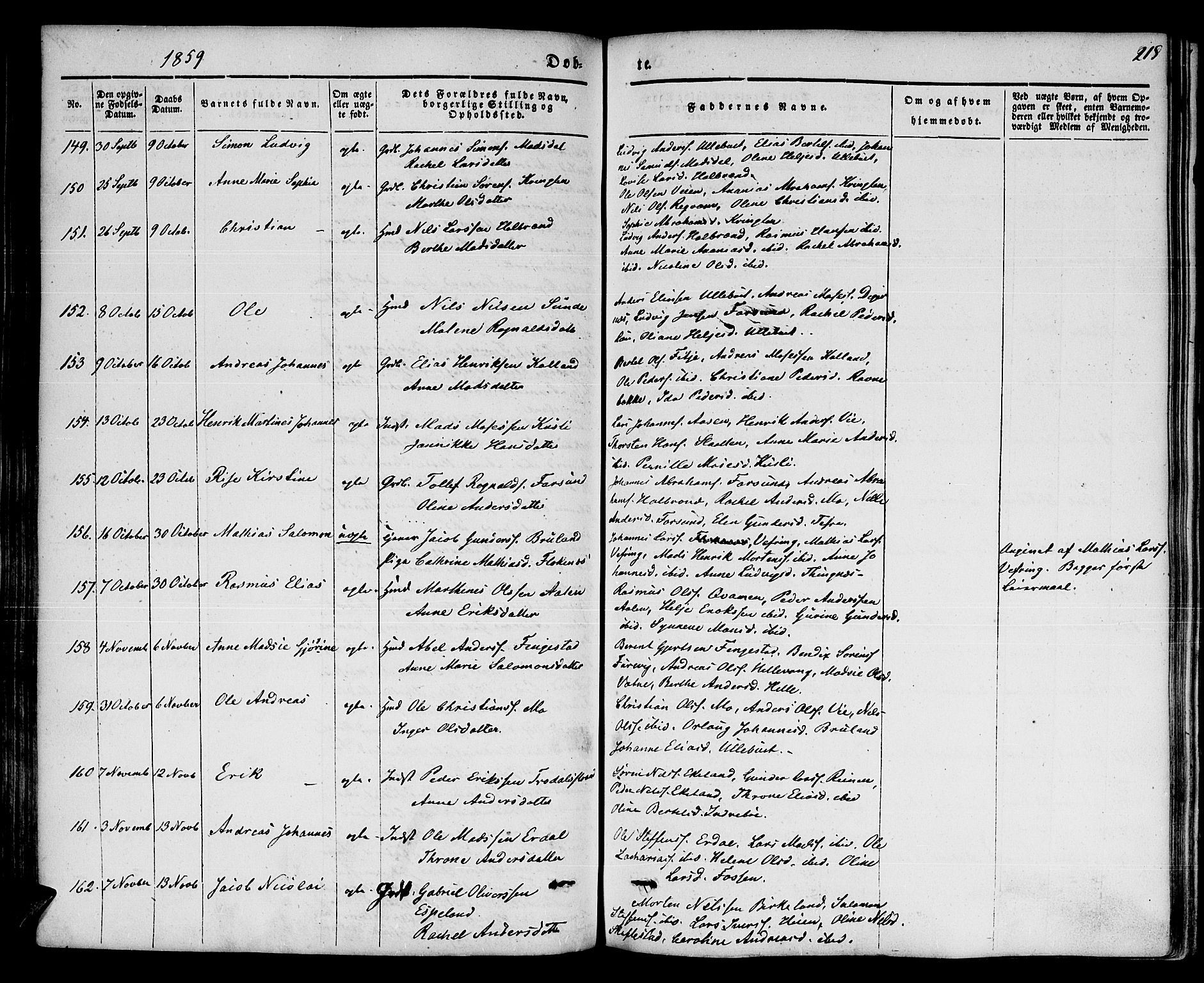 Førde sokneprestembete, SAB/A-79901/H/Haa/Haaa/L0007: Ministerialbok nr. A 7, 1843-1860, s. 218