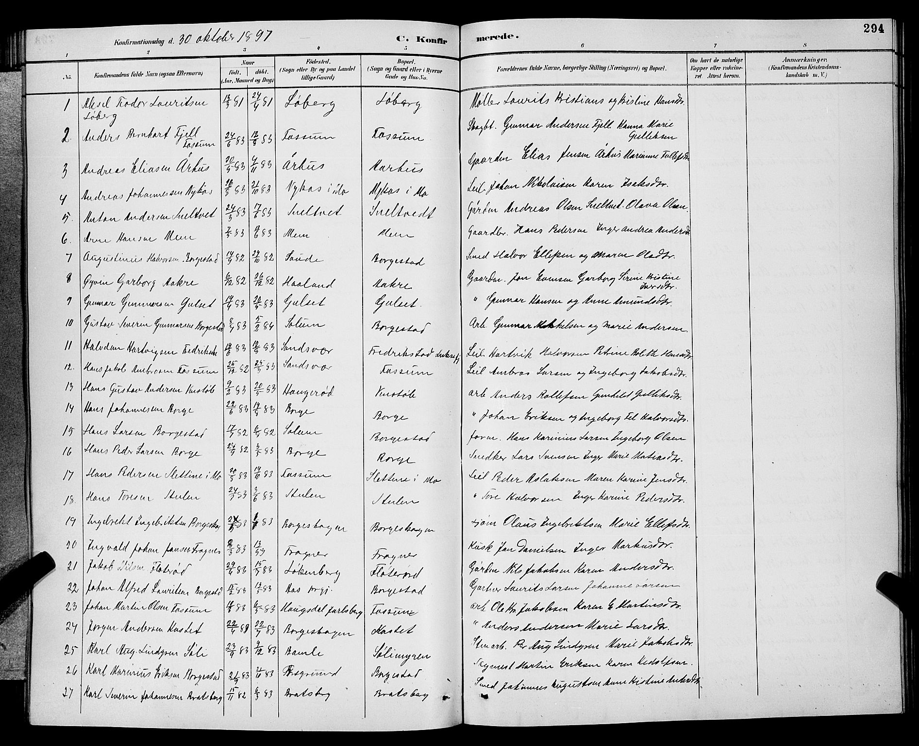 Gjerpen kirkebøker, AV/SAKO-A-265/G/Ga/L0002: Klokkerbok nr. I 2, 1883-1900, s. 294