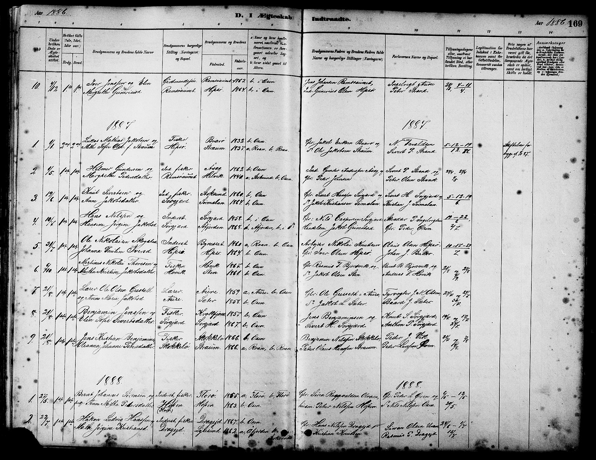 Ministerialprotokoller, klokkerbøker og fødselsregistre - Sør-Trøndelag, SAT/A-1456/658/L0726: Klokkerbok nr. 658C02, 1883-1908, s. 169