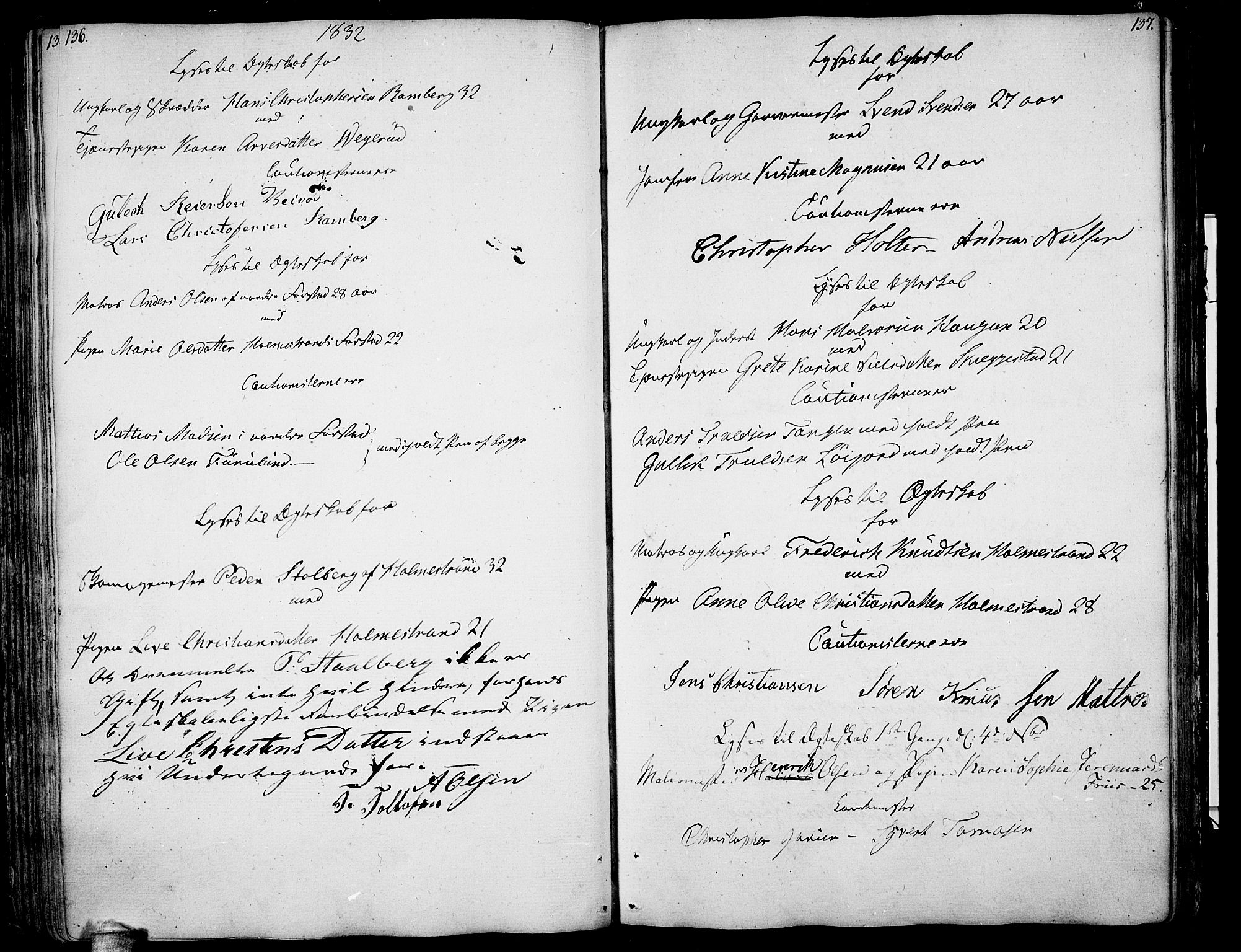Botne kirkebøker, AV/SAKO-A-340/F/Fa/L0003: Ministerialbok nr. I 3 /1, 1792-1844, s. 136-137