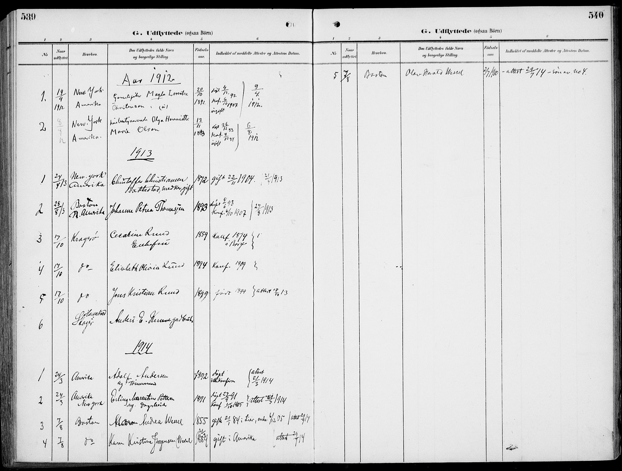 Strømm kirkebøker, AV/SAKO-A-322/F/Fb/L0002: Ministerialbok nr. II 2, 1900-1919, s. 539-540