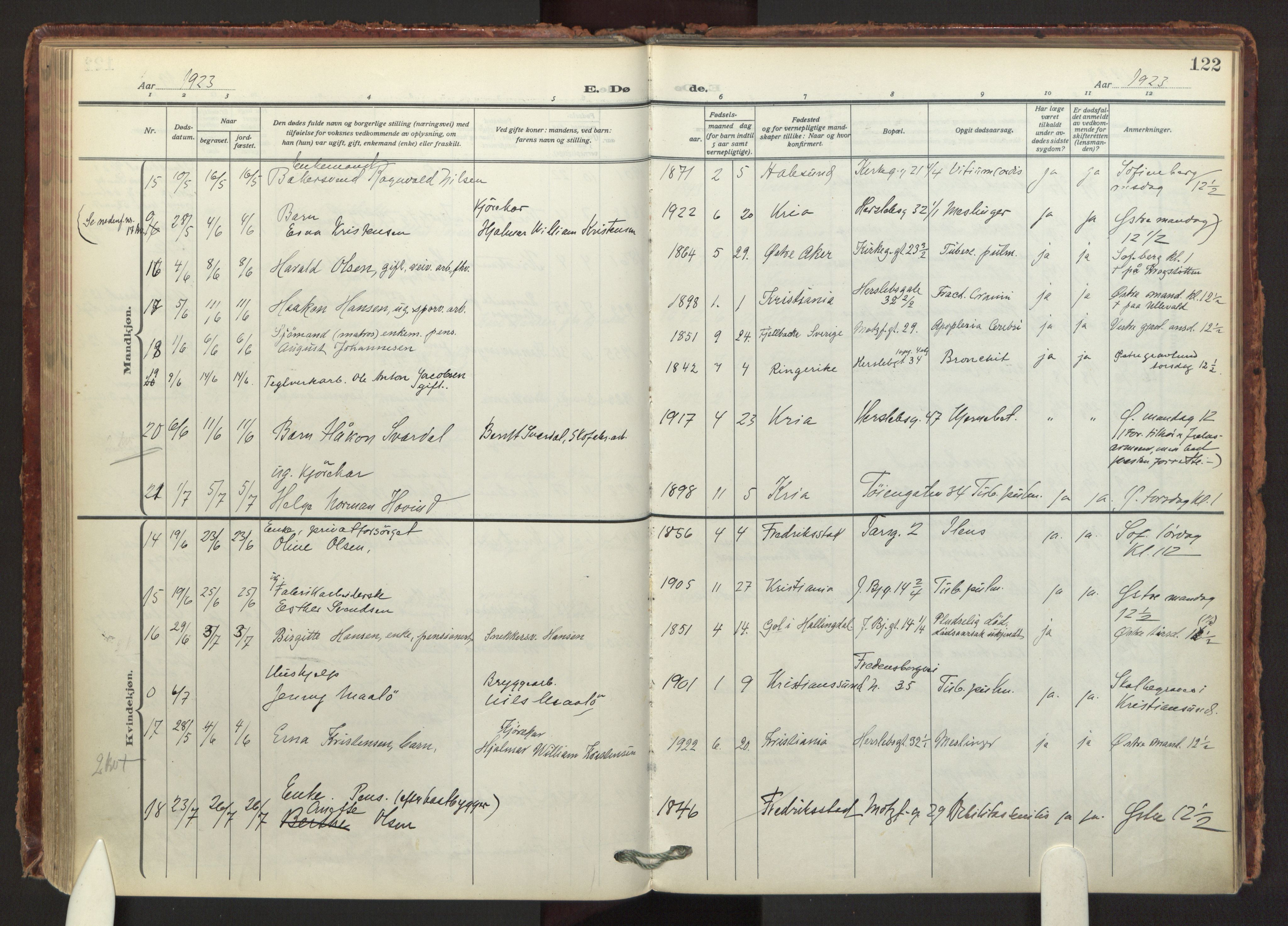 Tøyen prestekontor Kirkebøker, AV/SAO-A-10167a/F/Fa/L0003: Ministerialbok nr. I 3, 1917-1933, s. 122