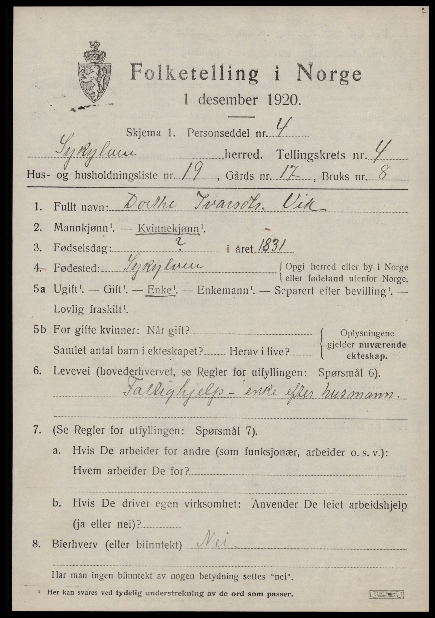 SAT, Folketelling 1920 for 1528 Sykkylven herred, 1920, s. 3023