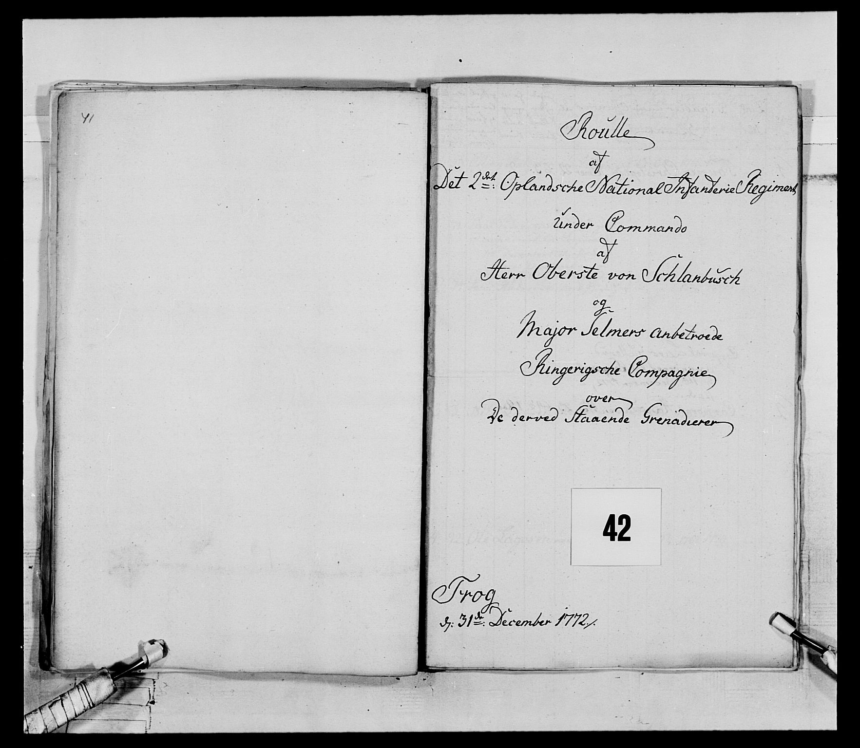 Generalitets- og kommissariatskollegiet, Det kongelige norske kommissariatskollegium, RA/EA-5420/E/Eh/L0062: 2. Opplandske nasjonale infanteriregiment, 1769-1773, s. 255