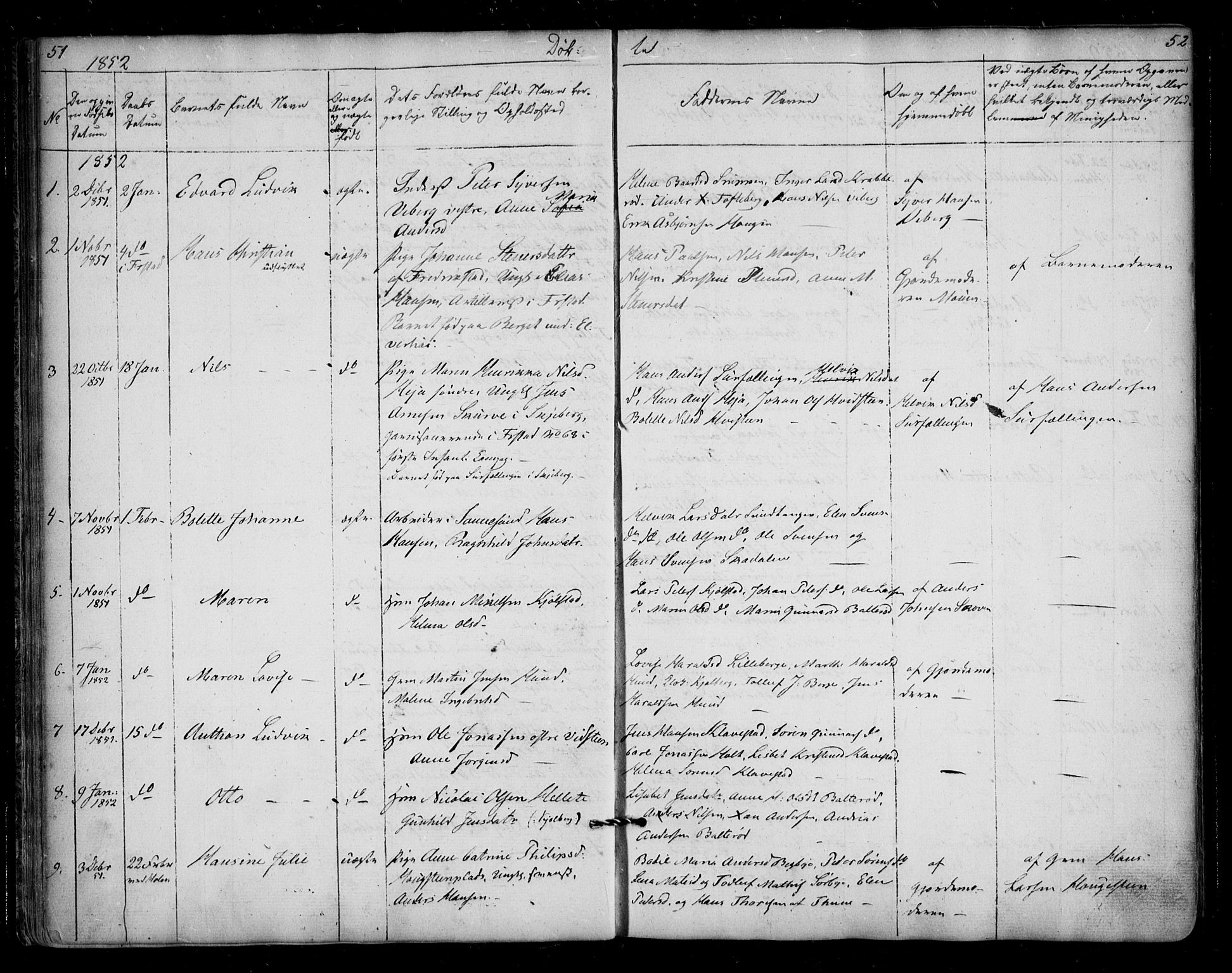 Borge prestekontor Kirkebøker, SAO/A-10903/F/Fa/L0005: Ministerialbok nr. I 5, 1848-1860, s. 51-52