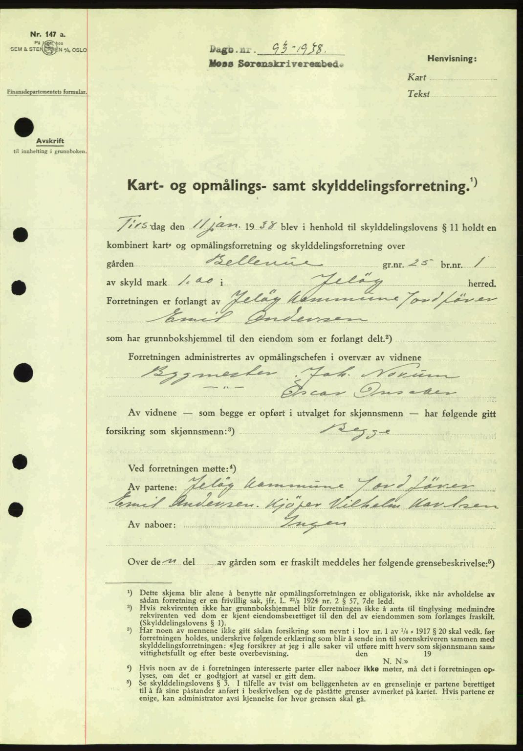 Moss sorenskriveri, SAO/A-10168: Pantebok nr. A3, 1937-1938, Dagboknr: 93/1938