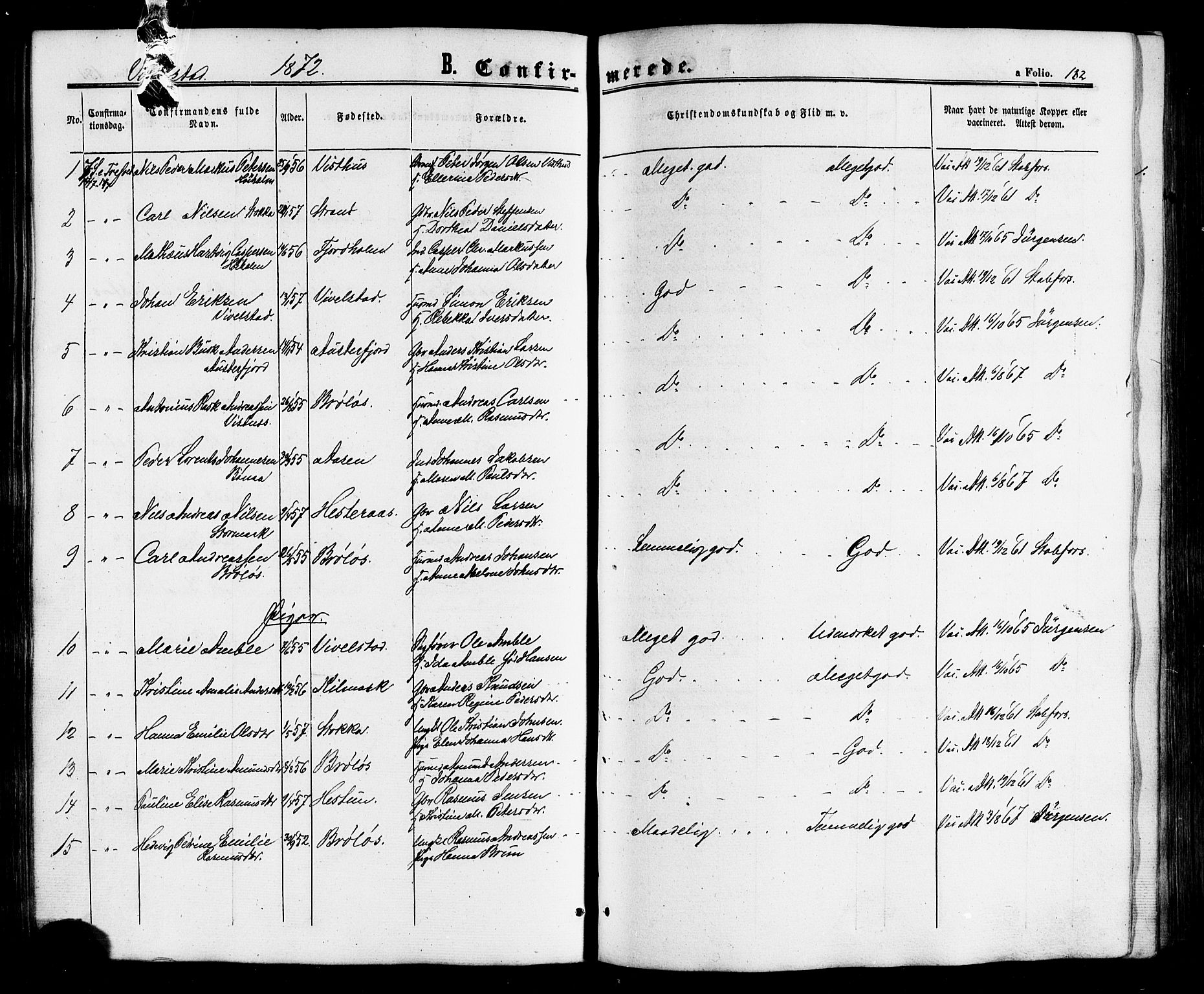 Ministerialprotokoller, klokkerbøker og fødselsregistre - Nordland, AV/SAT-A-1459/817/L0262: Ministerialbok nr. 817A03 /2, 1867-1877, s. 182