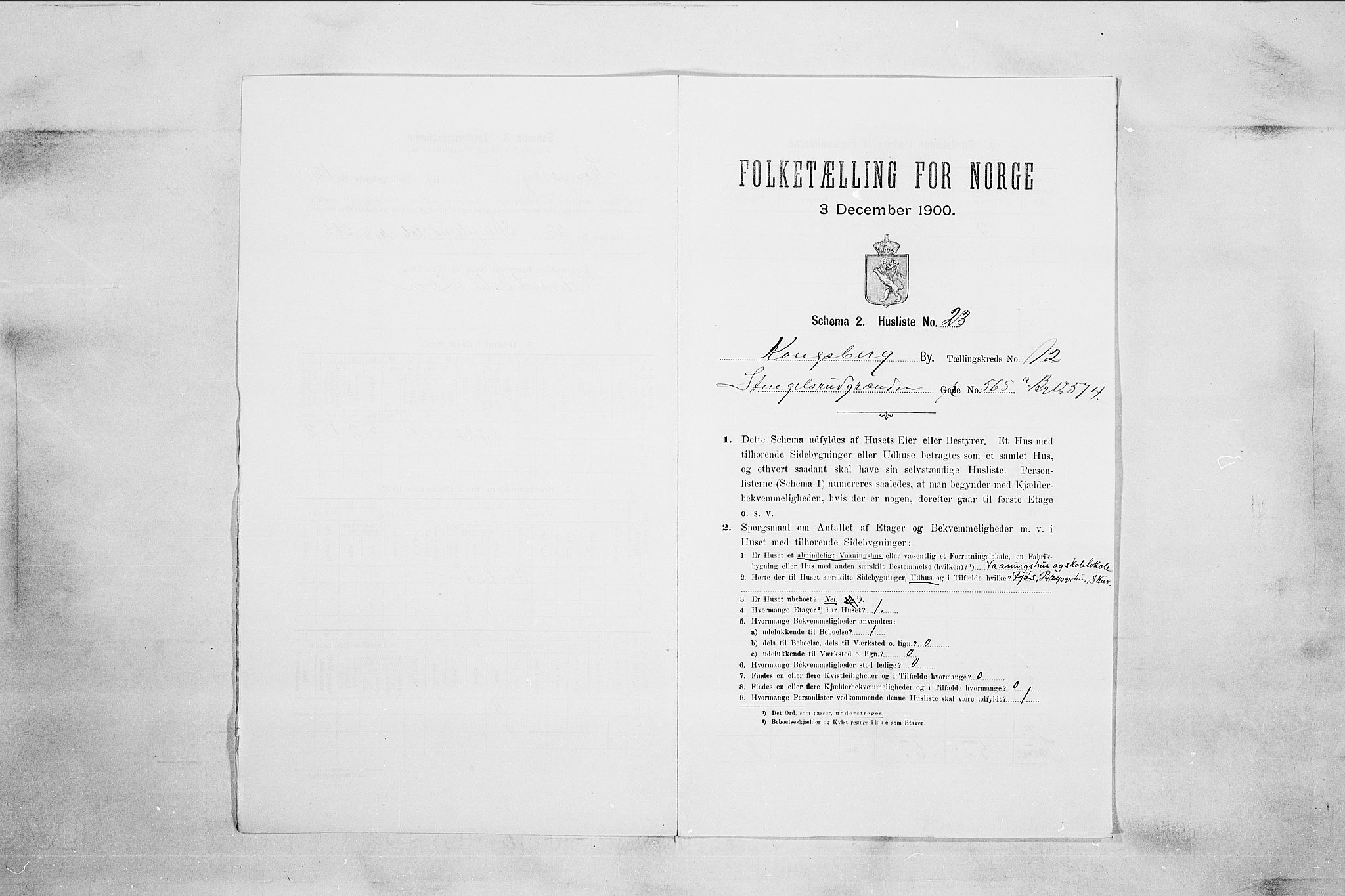 RA, Folketelling 1900 for 0604 Kongsberg kjøpstad, 1900, s. 2205