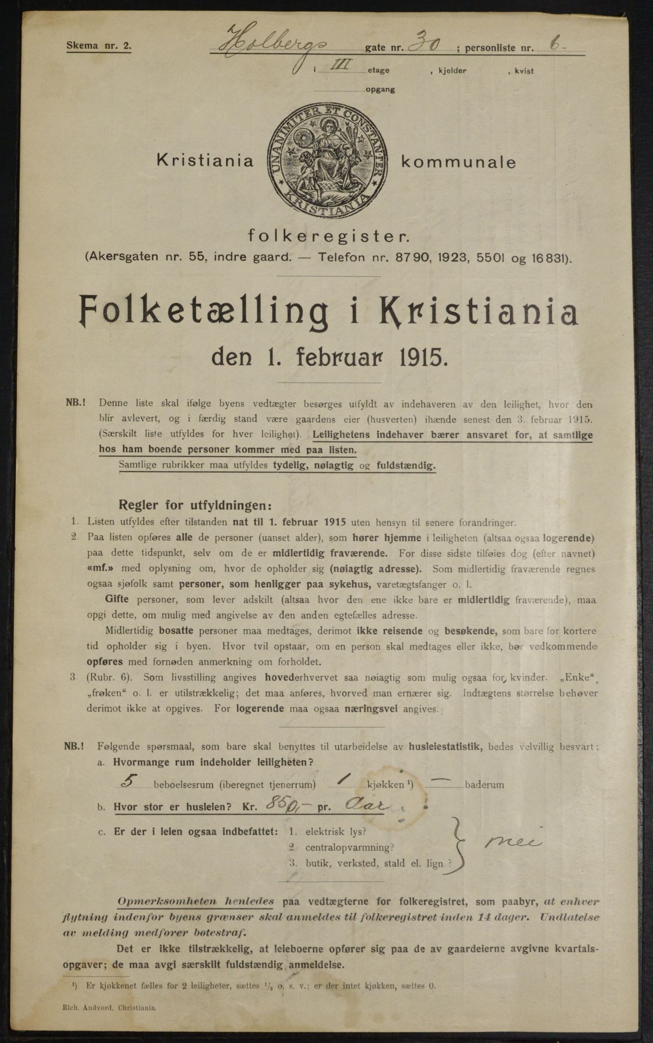 OBA, Kommunal folketelling 1.2.1915 for Kristiania, 1915, s. 40133