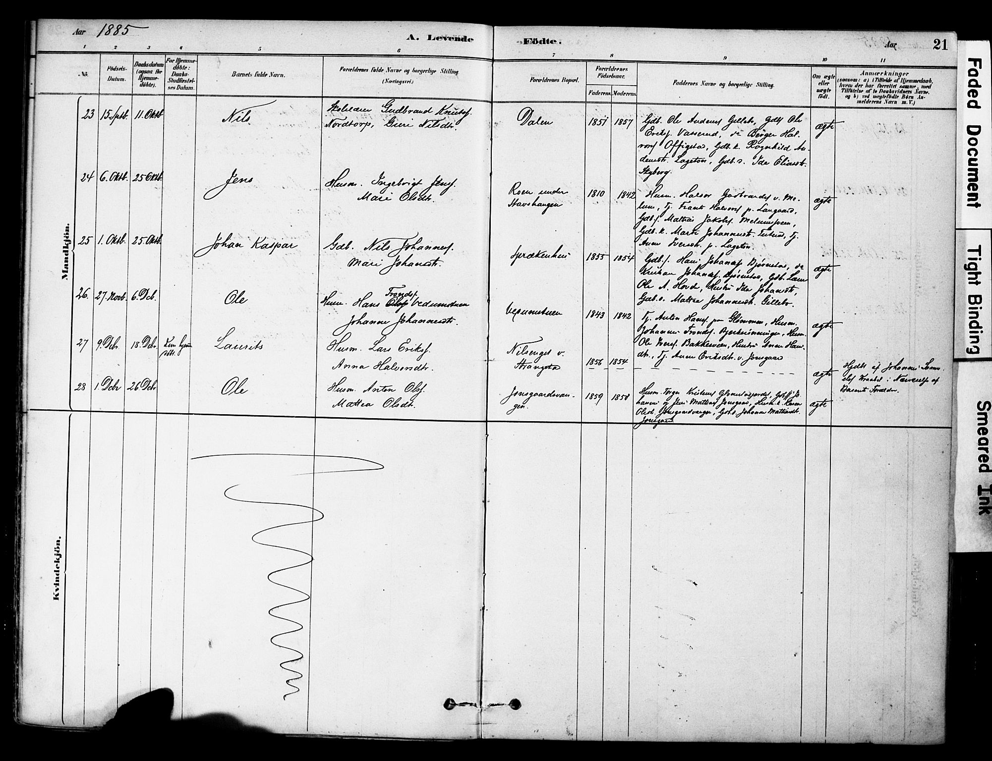 Øyer prestekontor, AV/SAH-PREST-084/H/Ha/Haa/L0009: Ministerialbok nr. 9, 1878-1893, s. 21