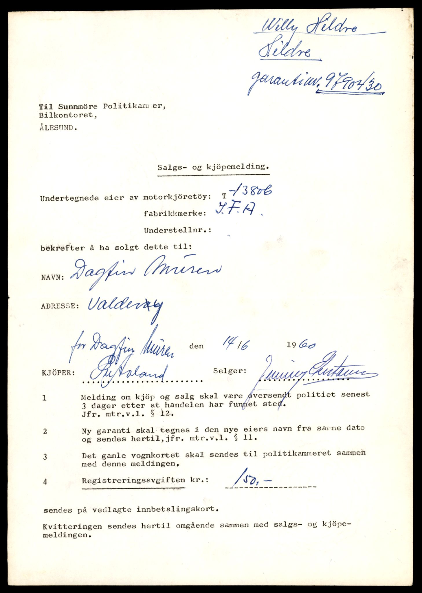 Møre og Romsdal vegkontor - Ålesund trafikkstasjon, AV/SAT-A-4099/F/Fe/L0041: Registreringskort for kjøretøy T 13710 - T 13905, 1927-1998, s. 1699