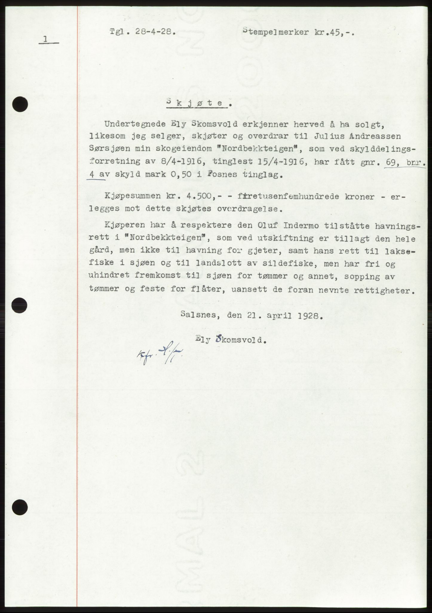 Namdal sorenskriveri, SAT/A-4133/1/2/2C: Pantebok nr. -, 1926-1930, Tingl.dato: 28.04.1928