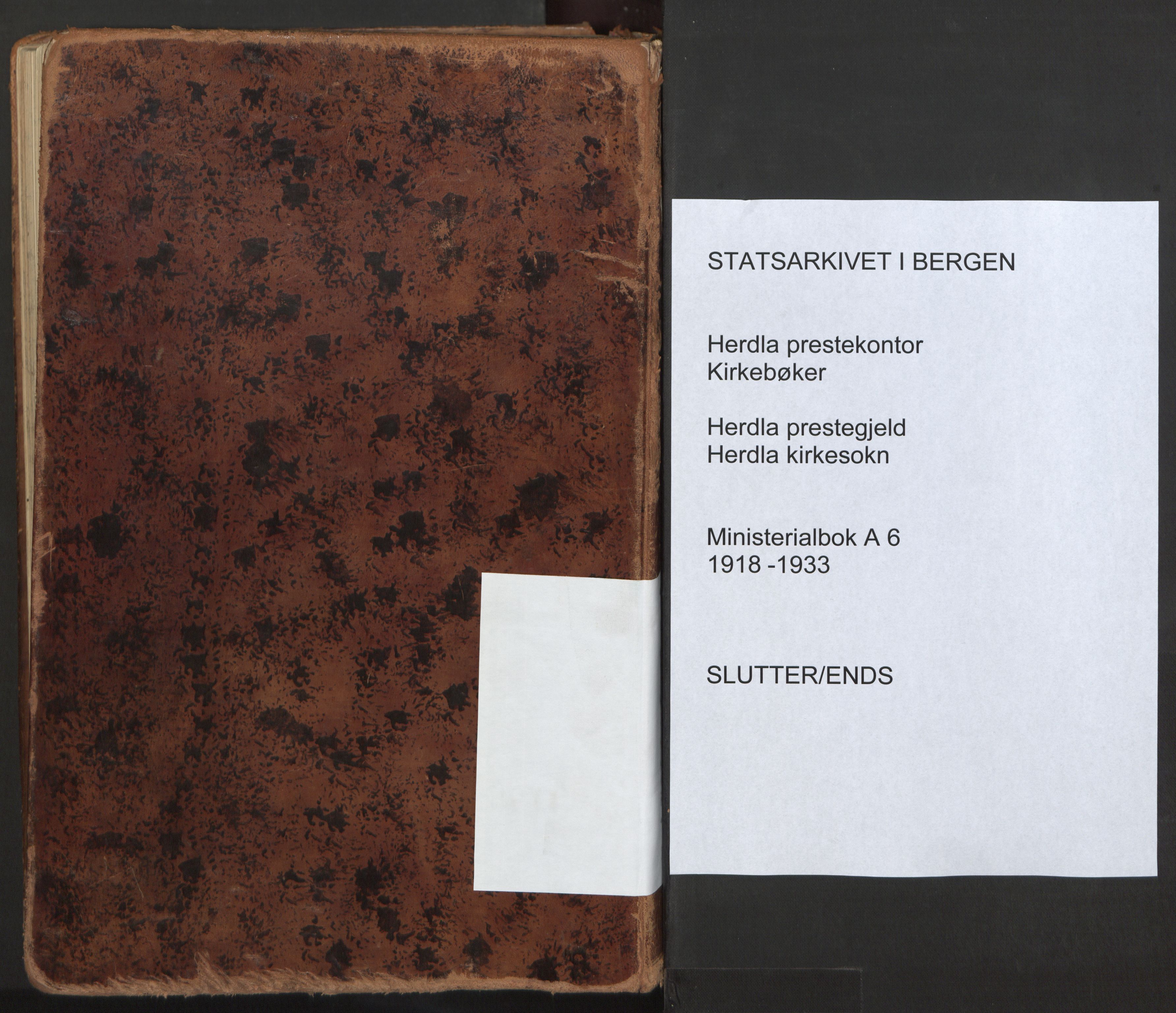 Herdla Sokneprestembete, AV/SAB-A-75701/H/Haa: Ministerialbok nr. A 6, 1918-1933