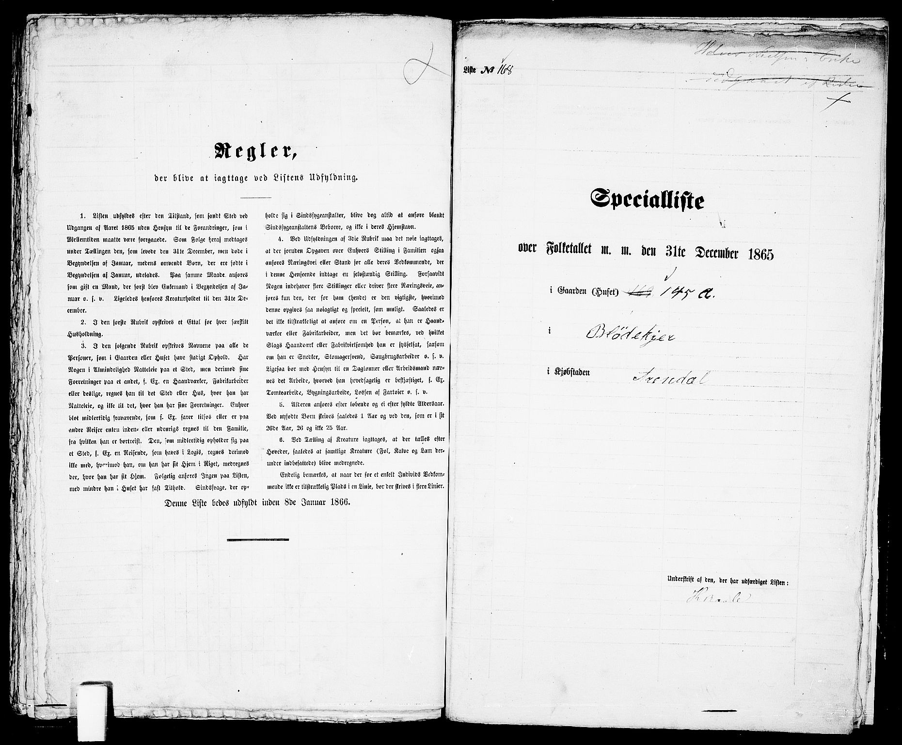 RA, Folketelling 1865 for 0903P Arendal prestegjeld, 1865, s. 341
