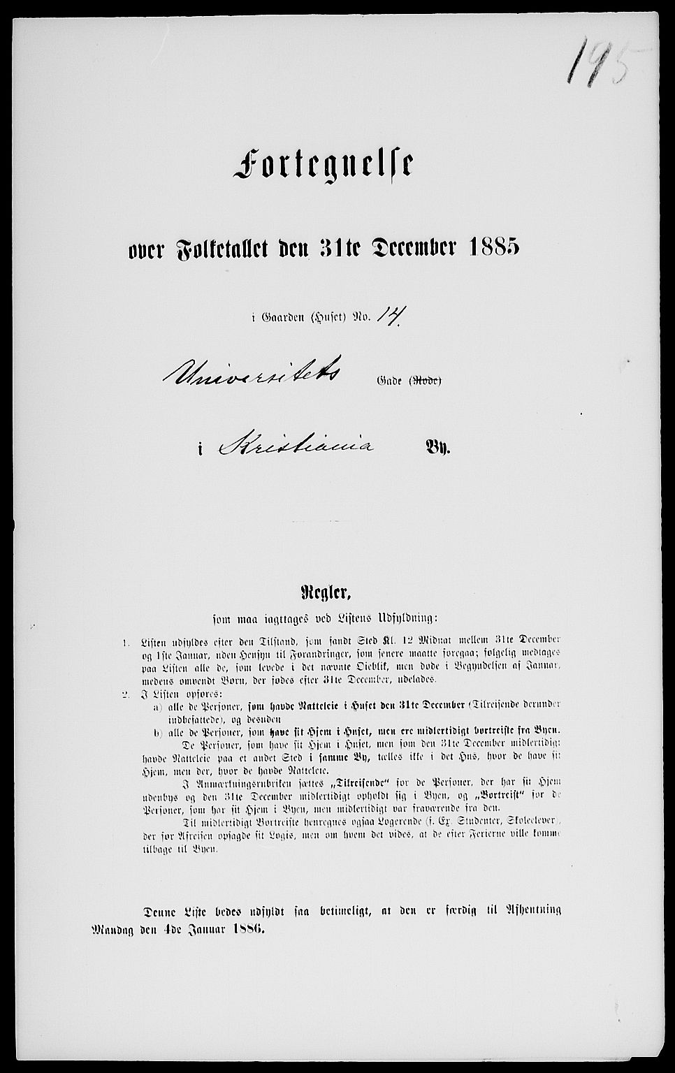 RA, Folketelling 1885 for 0301 Kristiania kjøpstad, 1885, s. 2071
