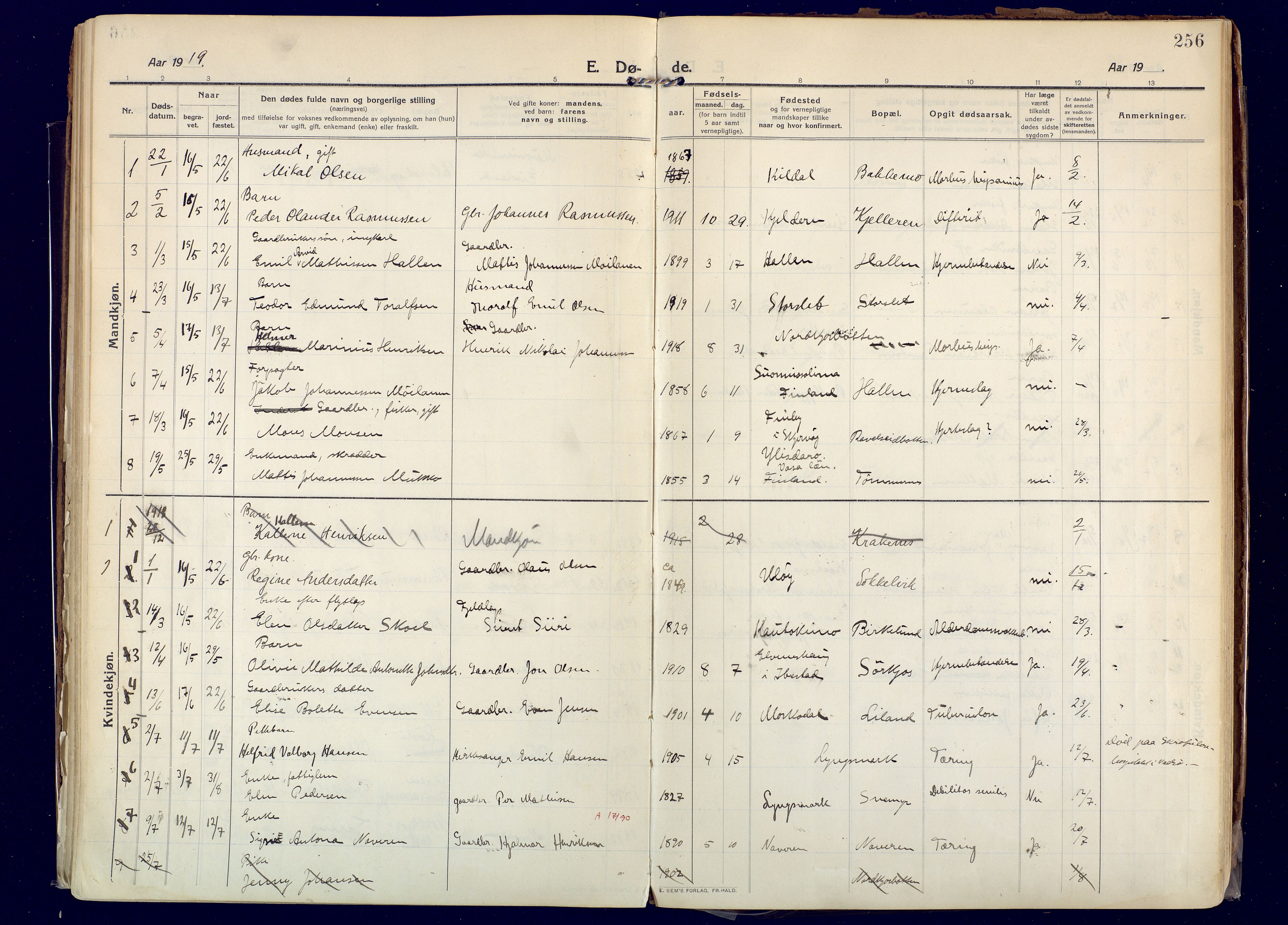 Skjervøy sokneprestkontor, AV/SATØ-S-1300/H/Ha/Haa: Ministerialbok nr. 20, 1911-1931, s. 256