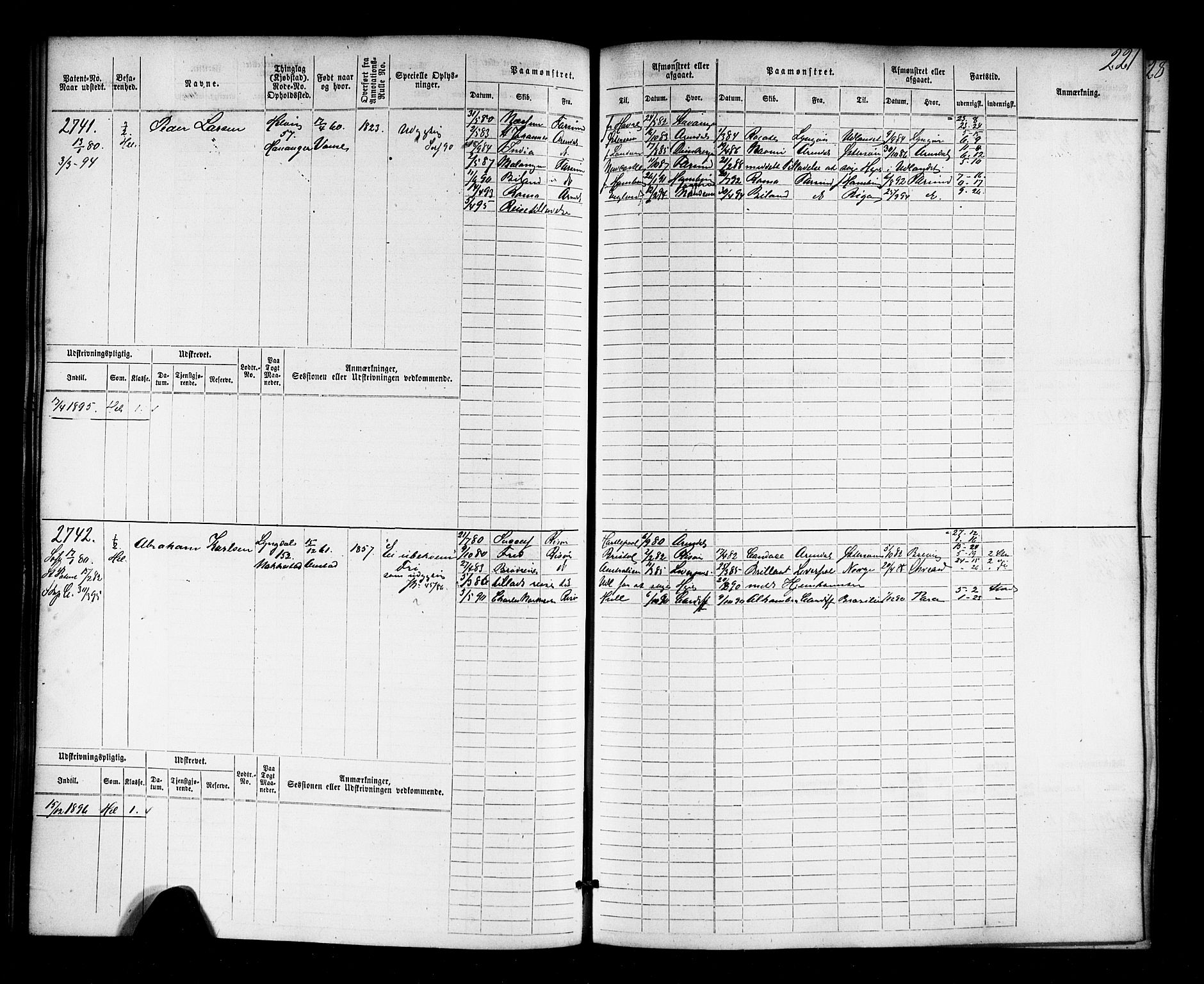 Farsund mønstringskrets, AV/SAK-2031-0017/F/Fb/L0018: Hovedrulle nr 2301-3066, Z-10, 1875-1914, s. 226