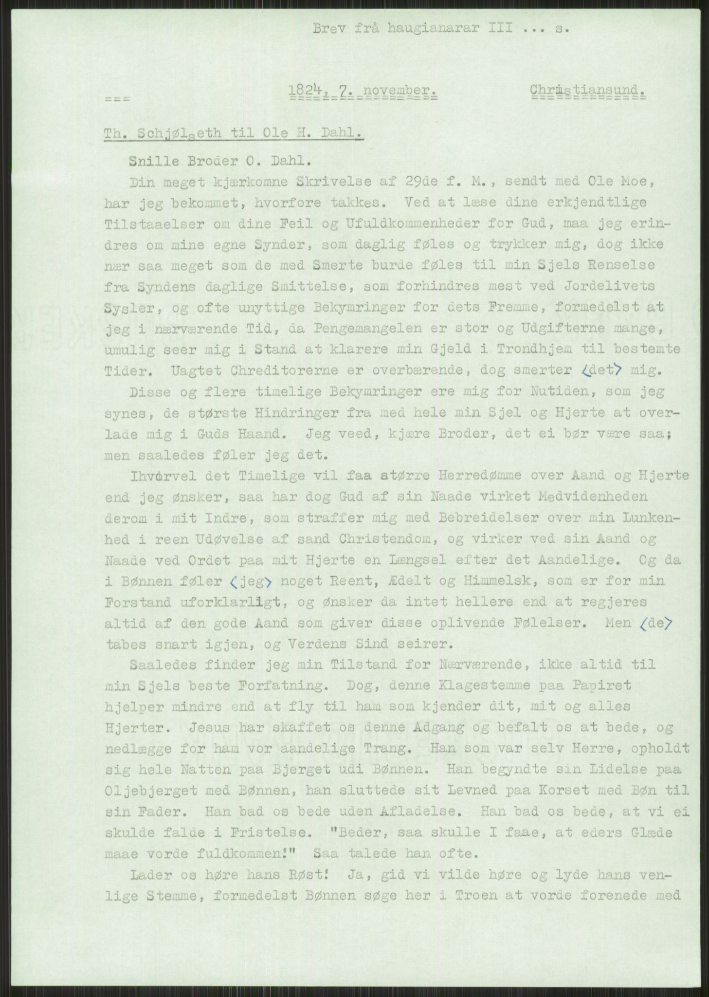 Samlinger til kildeutgivelse, Haugianerbrev, RA/EA-6834/F/L0003: Haugianerbrev III: 1822-1826, 1822-1826