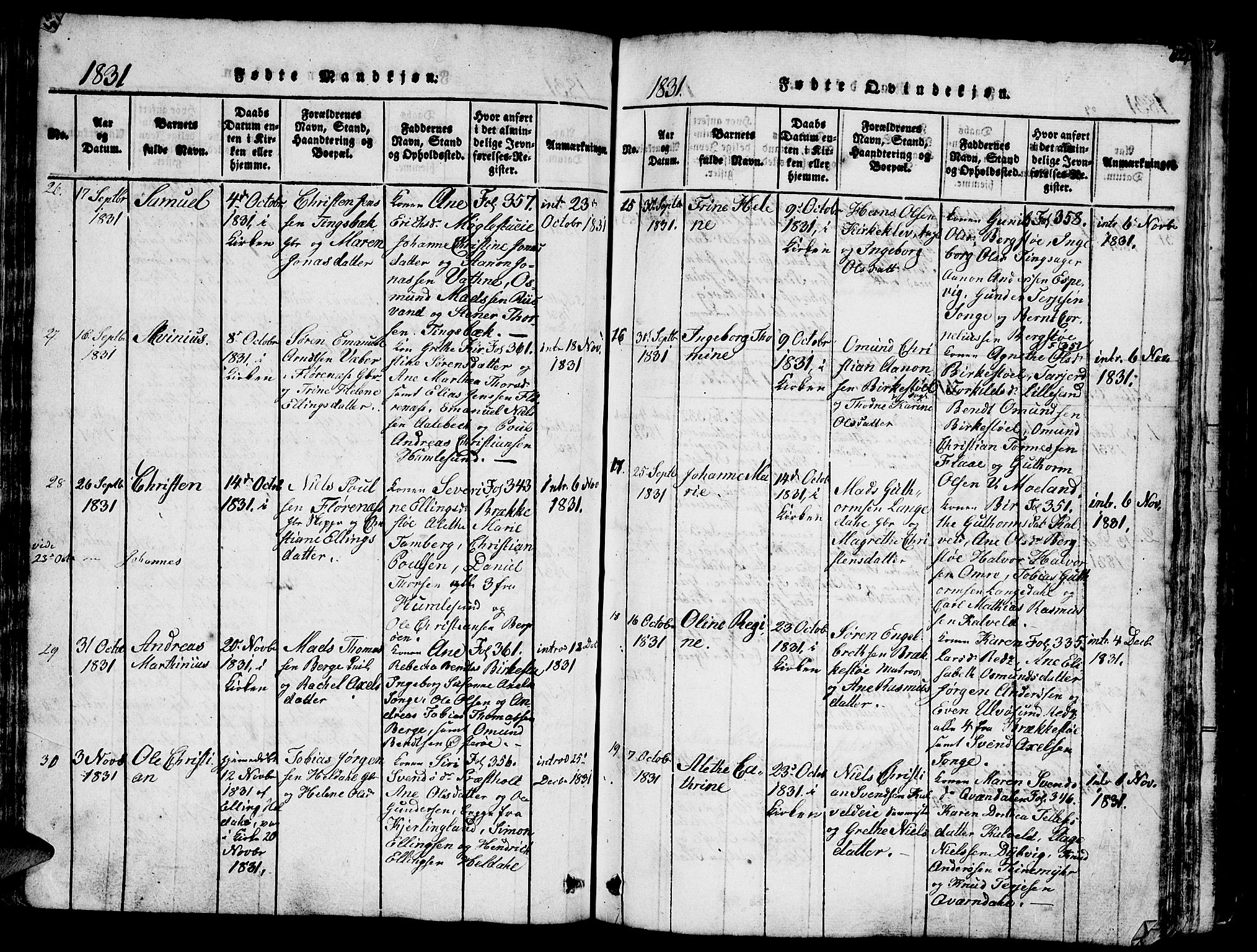 Vestre Moland sokneprestkontor, AV/SAK-1111-0046/F/Fb/Fbb/L0001: Klokkerbok nr. B 1, 1816-1851, s. 64