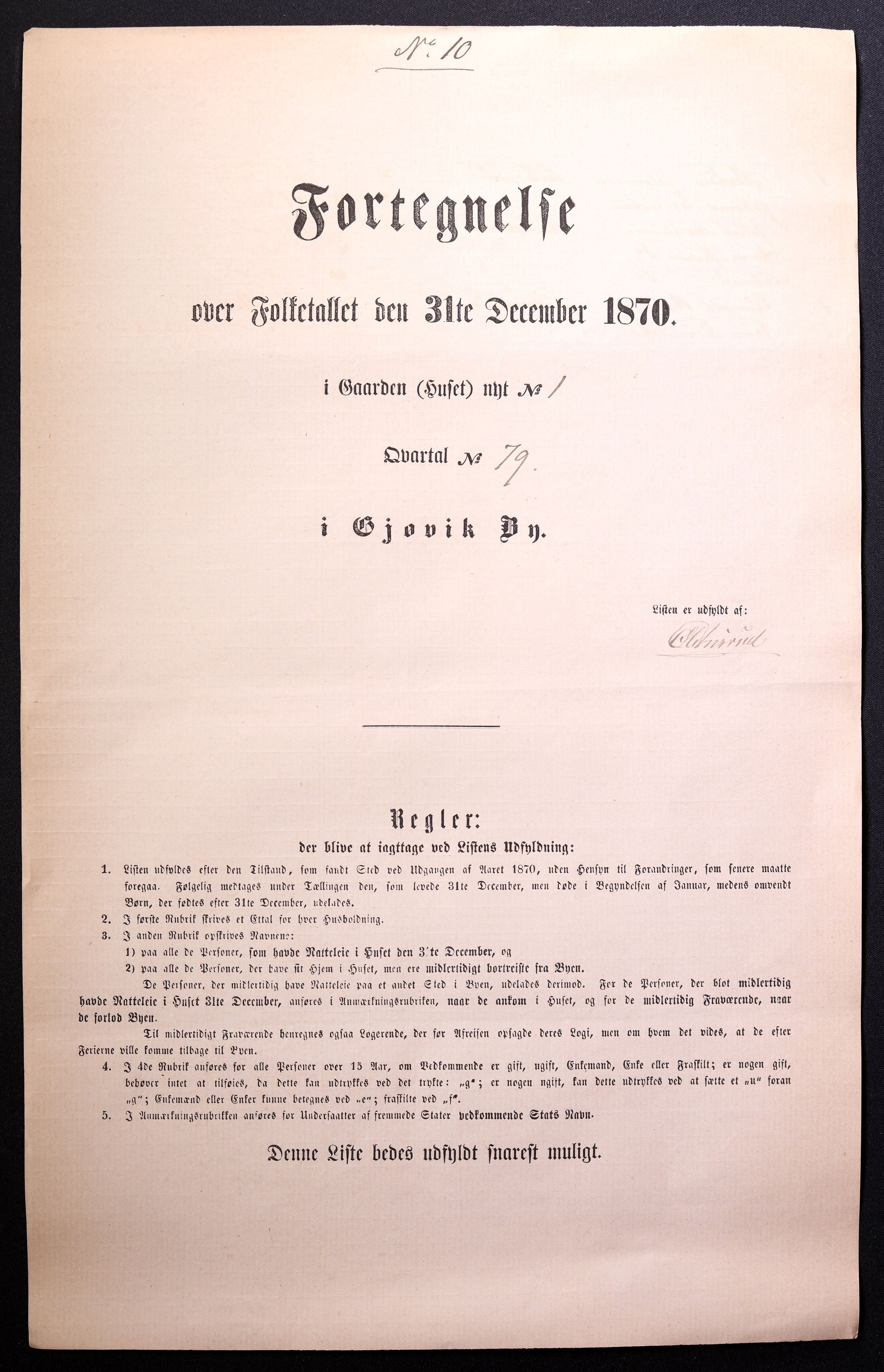 RA, Folketelling 1870 for 0502 Gjøvik kjøpstad, 1870, s. 10