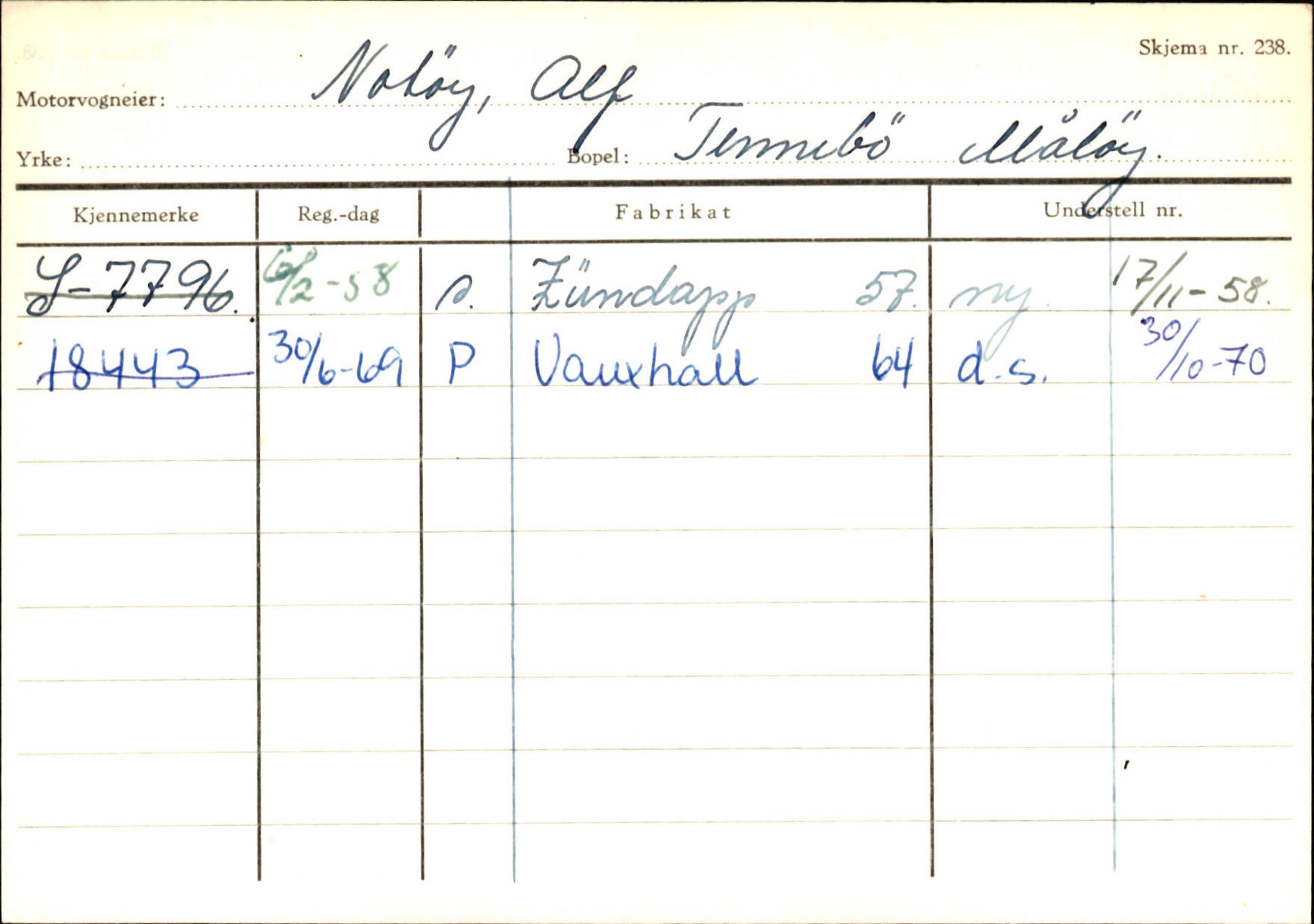 Statens vegvesen, Sogn og Fjordane vegkontor, SAB/A-5301/4/F/L0144: Registerkort Vågsøy A-R, 1945-1975, s. 2094