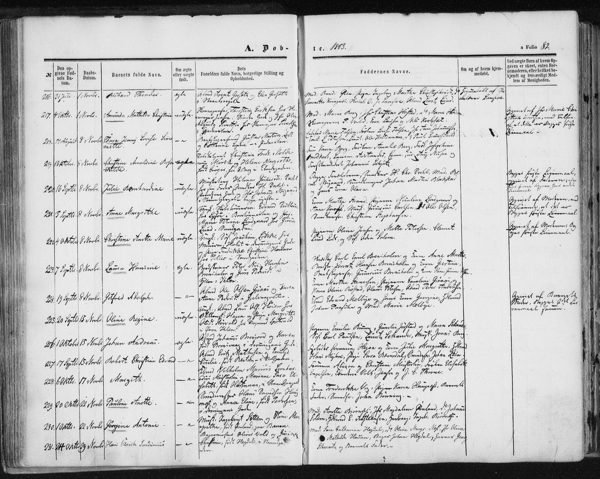 Ministerialprotokoller, klokkerbøker og fødselsregistre - Sør-Trøndelag, SAT/A-1456/602/L0115: Ministerialbok nr. 602A13, 1860-1872, s. 82