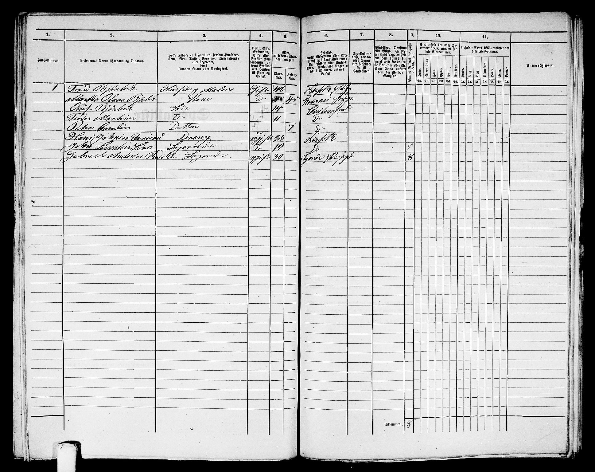 RA, Folketelling 1865 for 1503B Kristiansund prestegjeld, Kristiansund kjøpstad, 1865, s. 1019