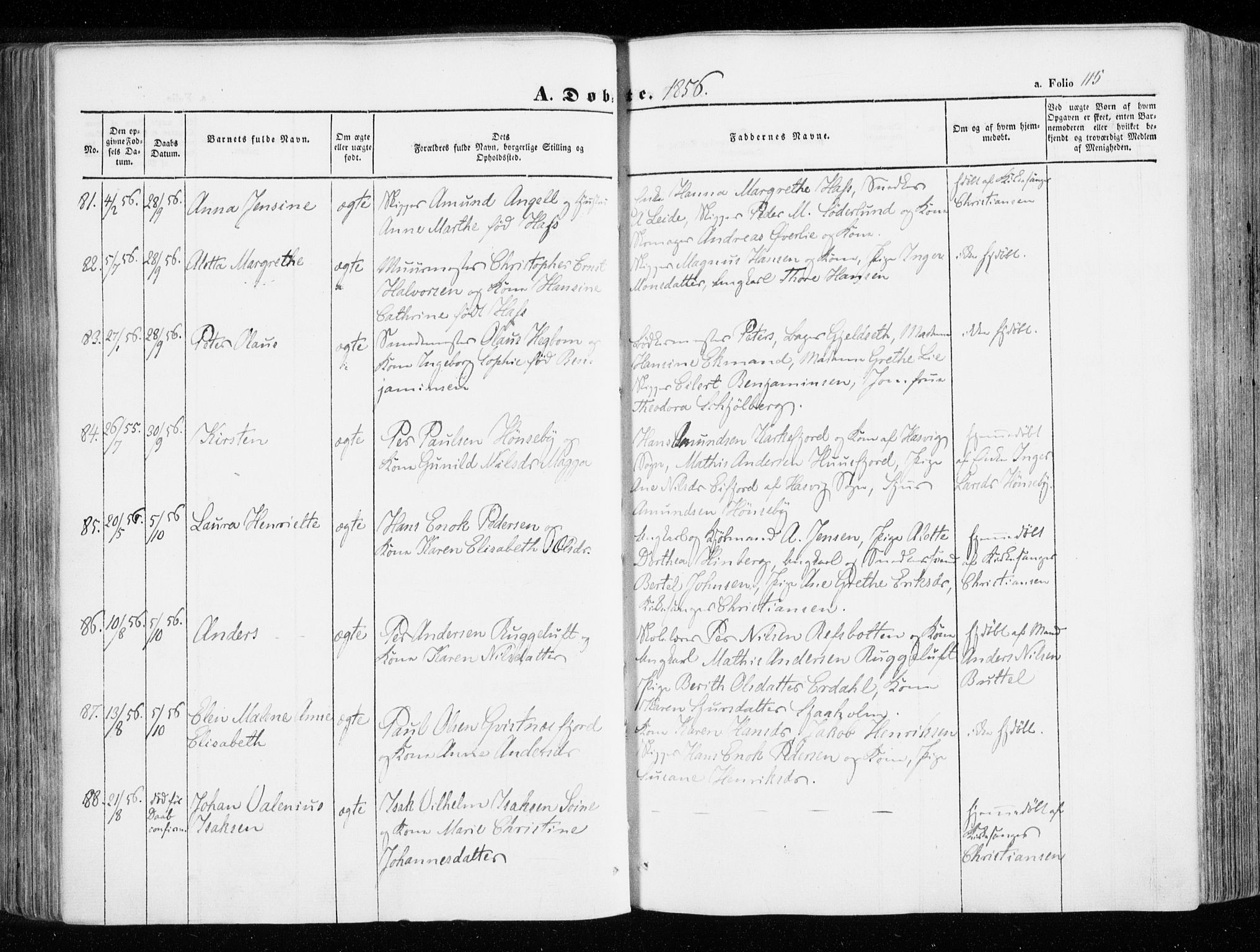Hammerfest sokneprestkontor, AV/SATØ-S-1347/H/Ha/L0004.kirke: Ministerialbok nr. 4, 1843-1856, s. 115