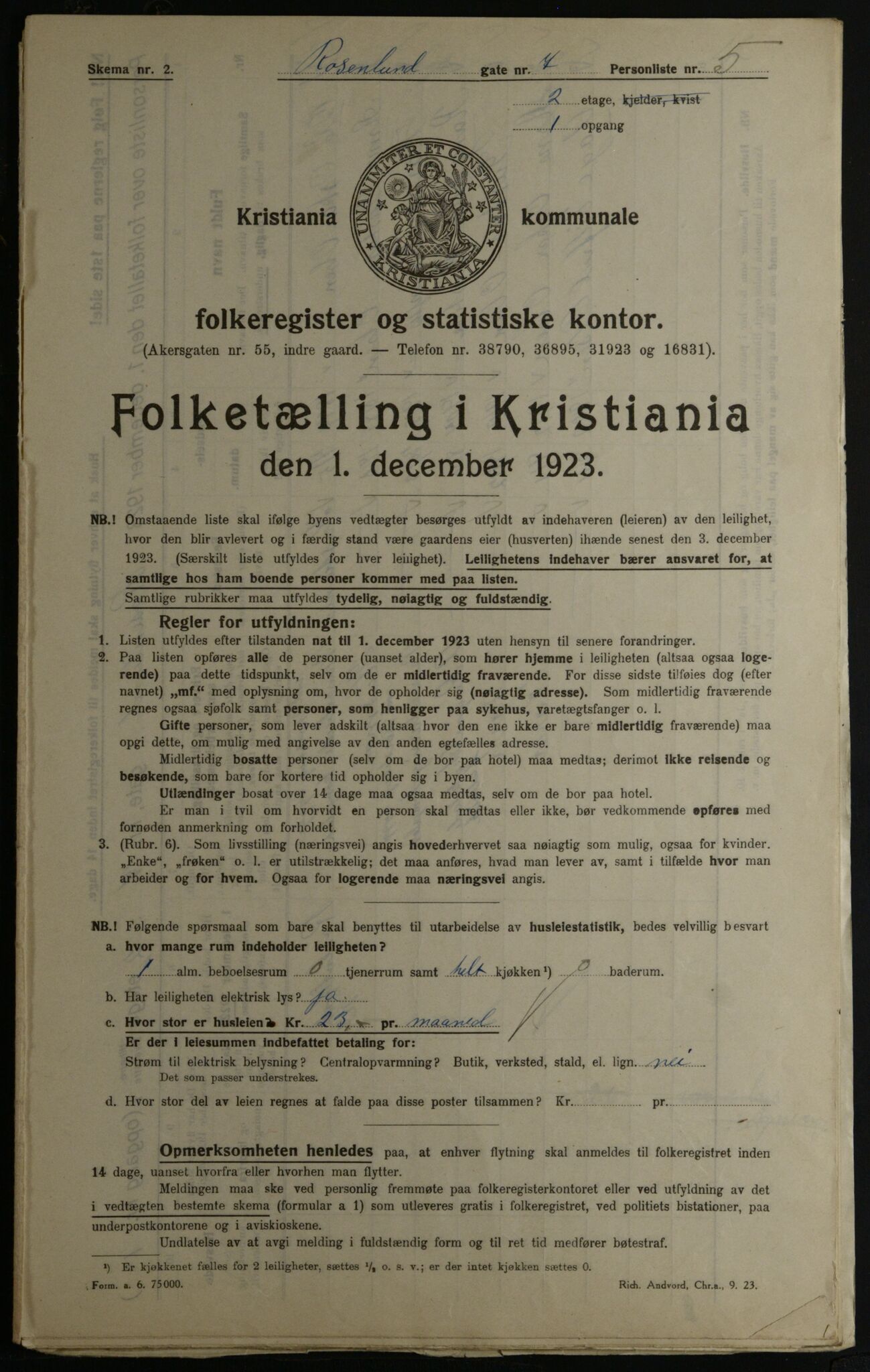 OBA, Kommunal folketelling 1.12.1923 for Kristiania, 1923, s. 92875