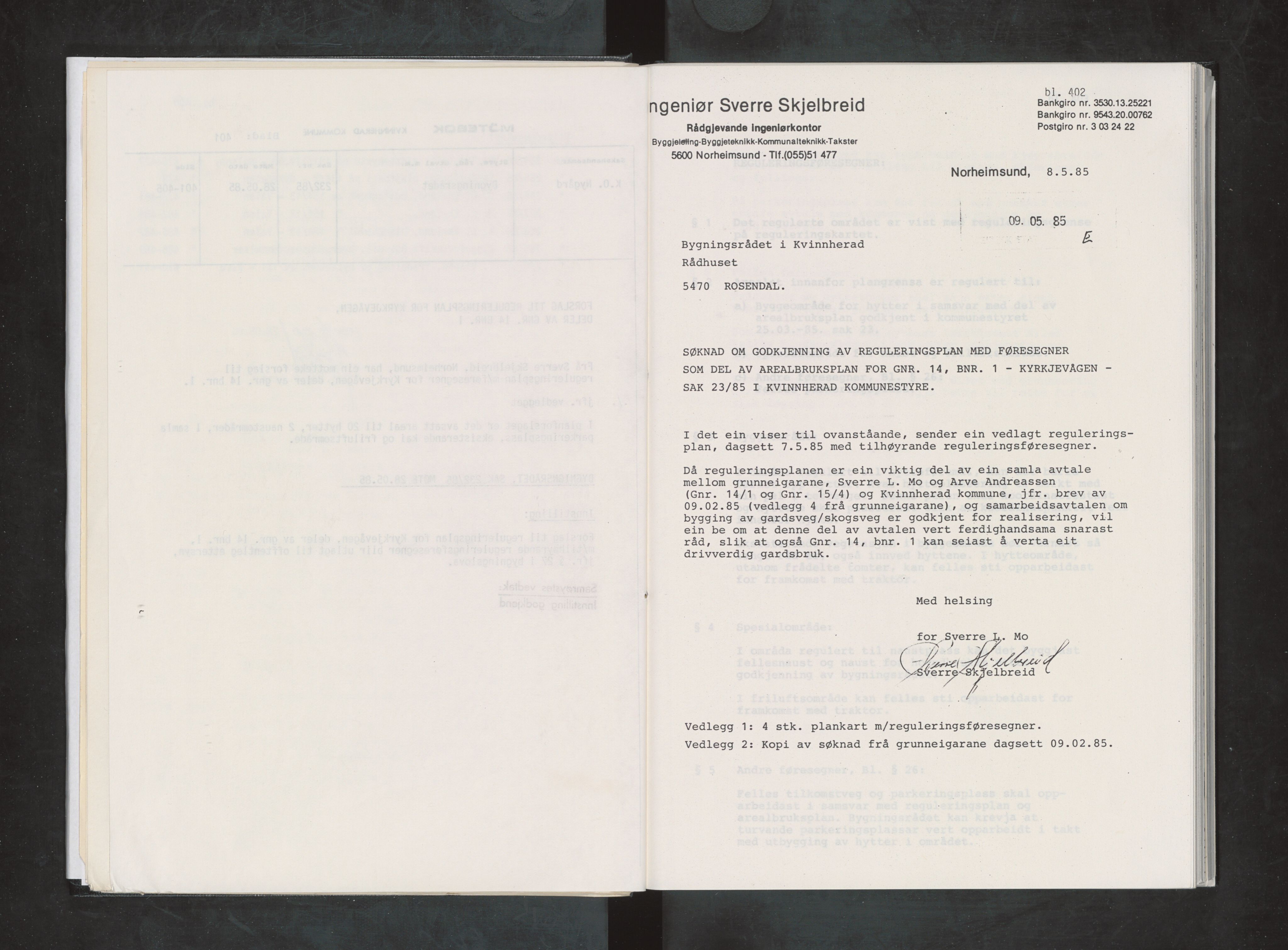Kvinnherad kommune. Bygningsrådet , IKAH/1224-511/A/Aa/L0044: Møtebok for Kvinnherad bygningsråd, 1985