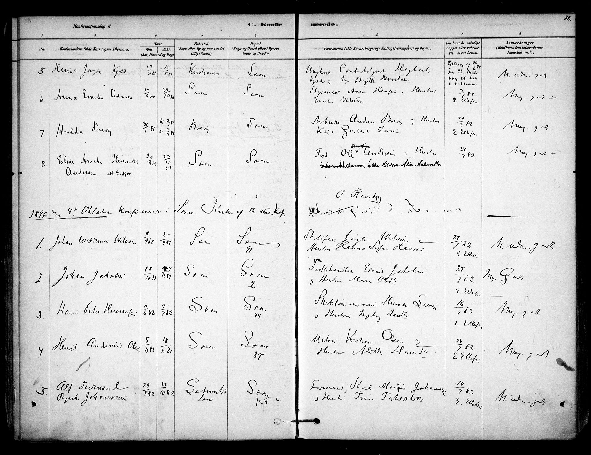 Vestby prestekontor Kirkebøker, AV/SAO-A-10893/F/Fc/L0001: Ministerialbok nr. III 1, 1878-1906, s. 82