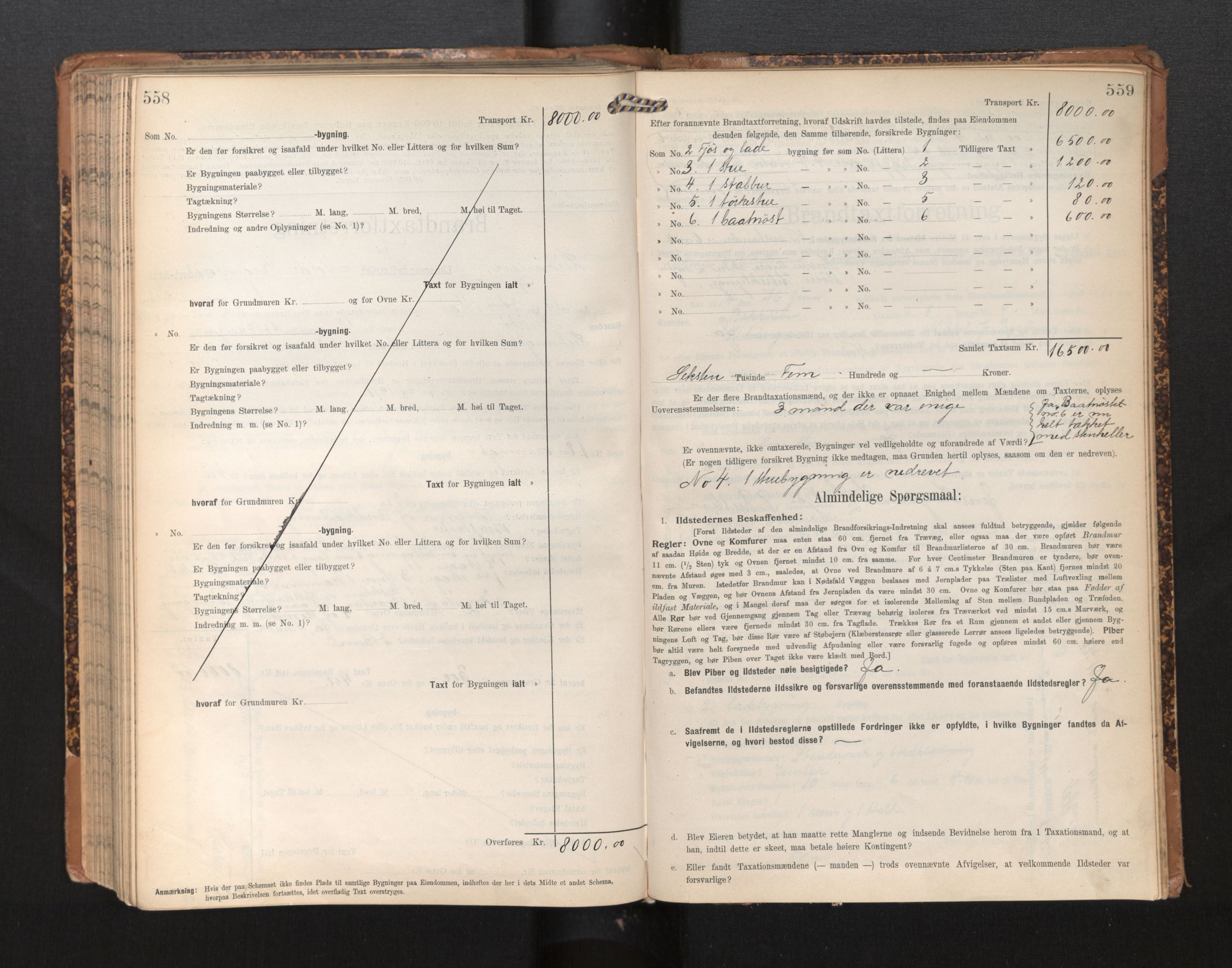 Lensmannen i Leikanger, AV/SAB-A-29201/0012/L0005: Branntakstprotokoll, skjematakst, 1907-1917, s. 558-559