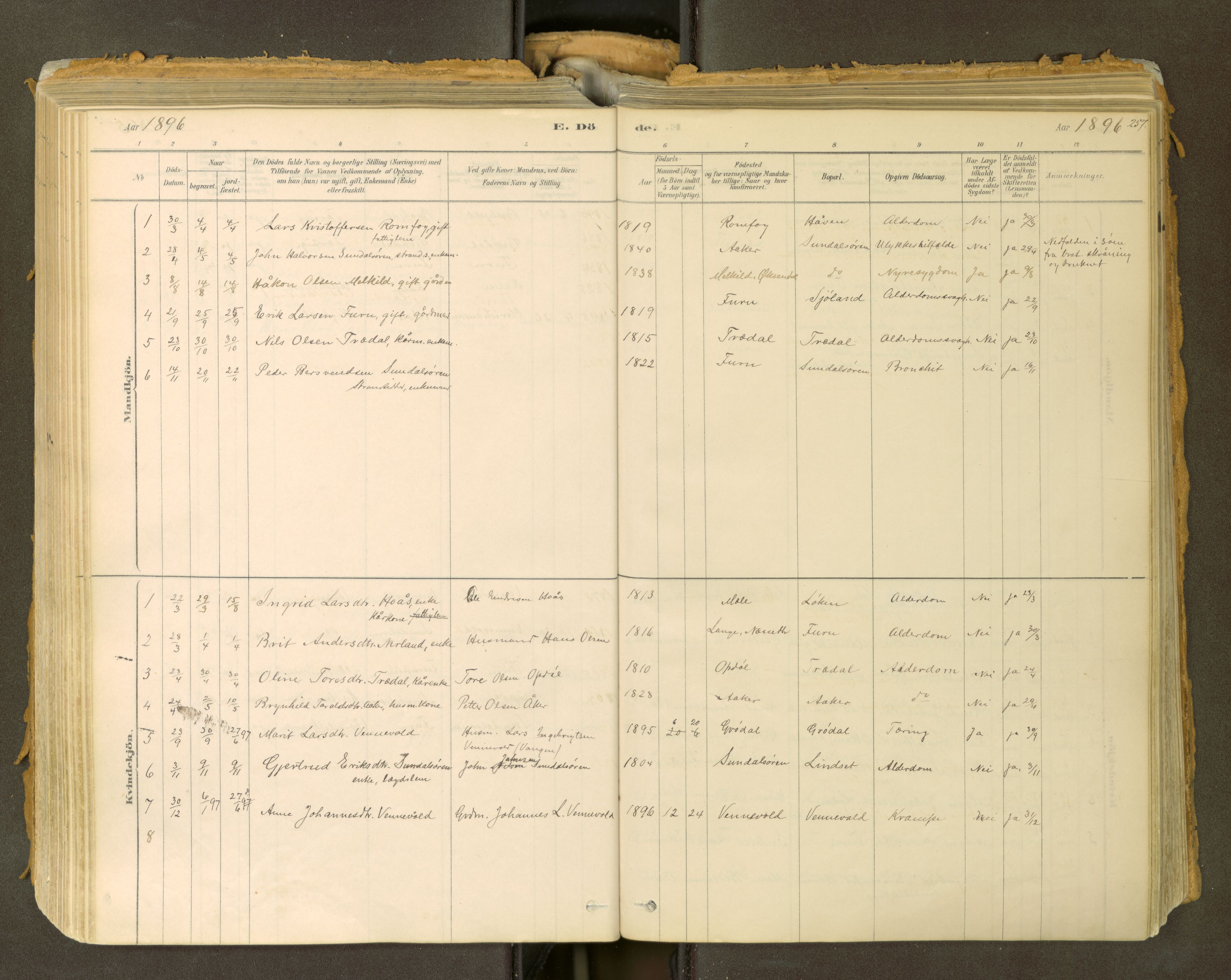 Sunndal sokneprestkontor, AV/SAT-A-1085/1/I/I1/I1a: Ministerialbok nr. 2, 1877-1914, s. 257