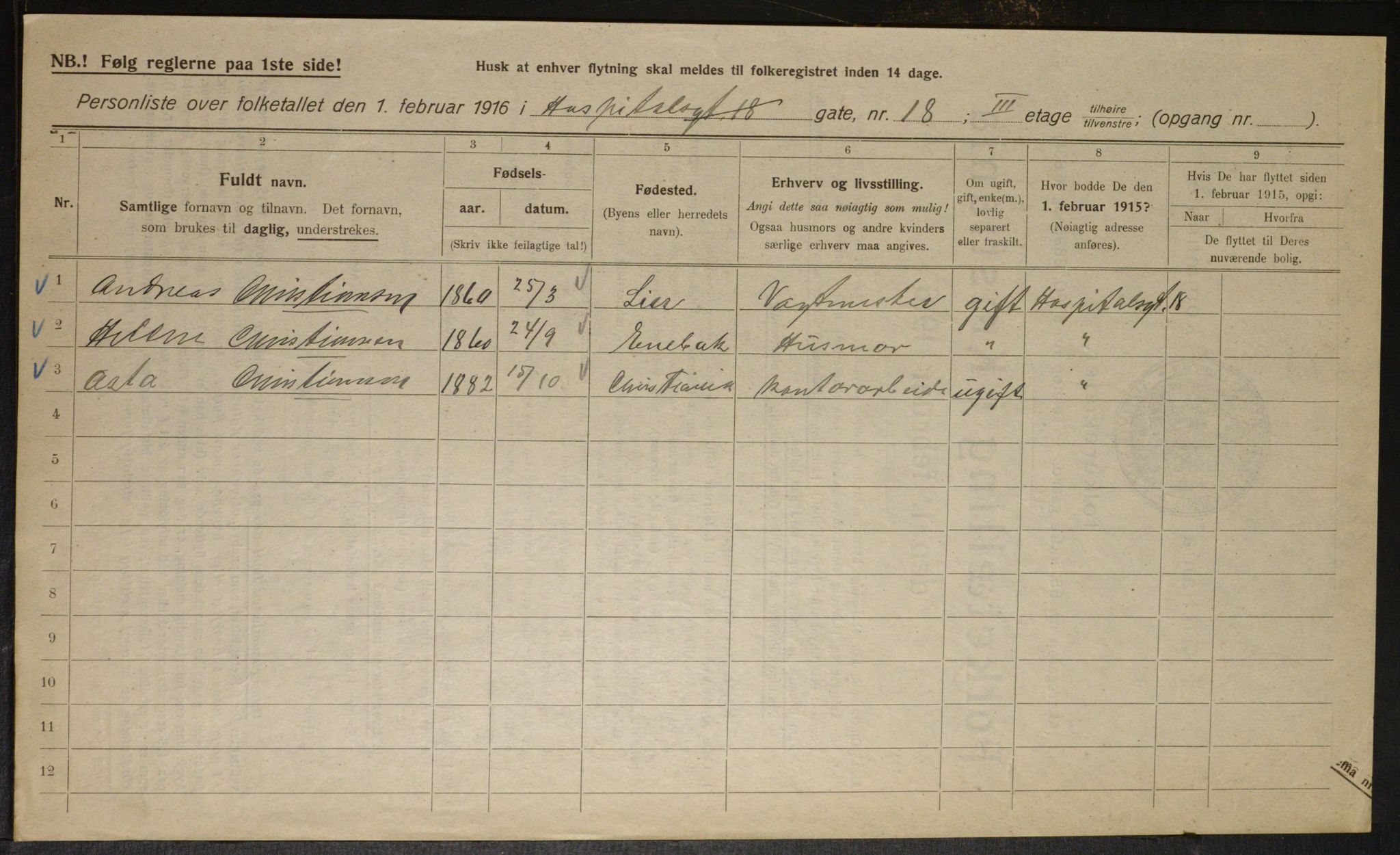OBA, Kommunal folketelling 1.2.1916 for Kristiania, 1916, s. 42193