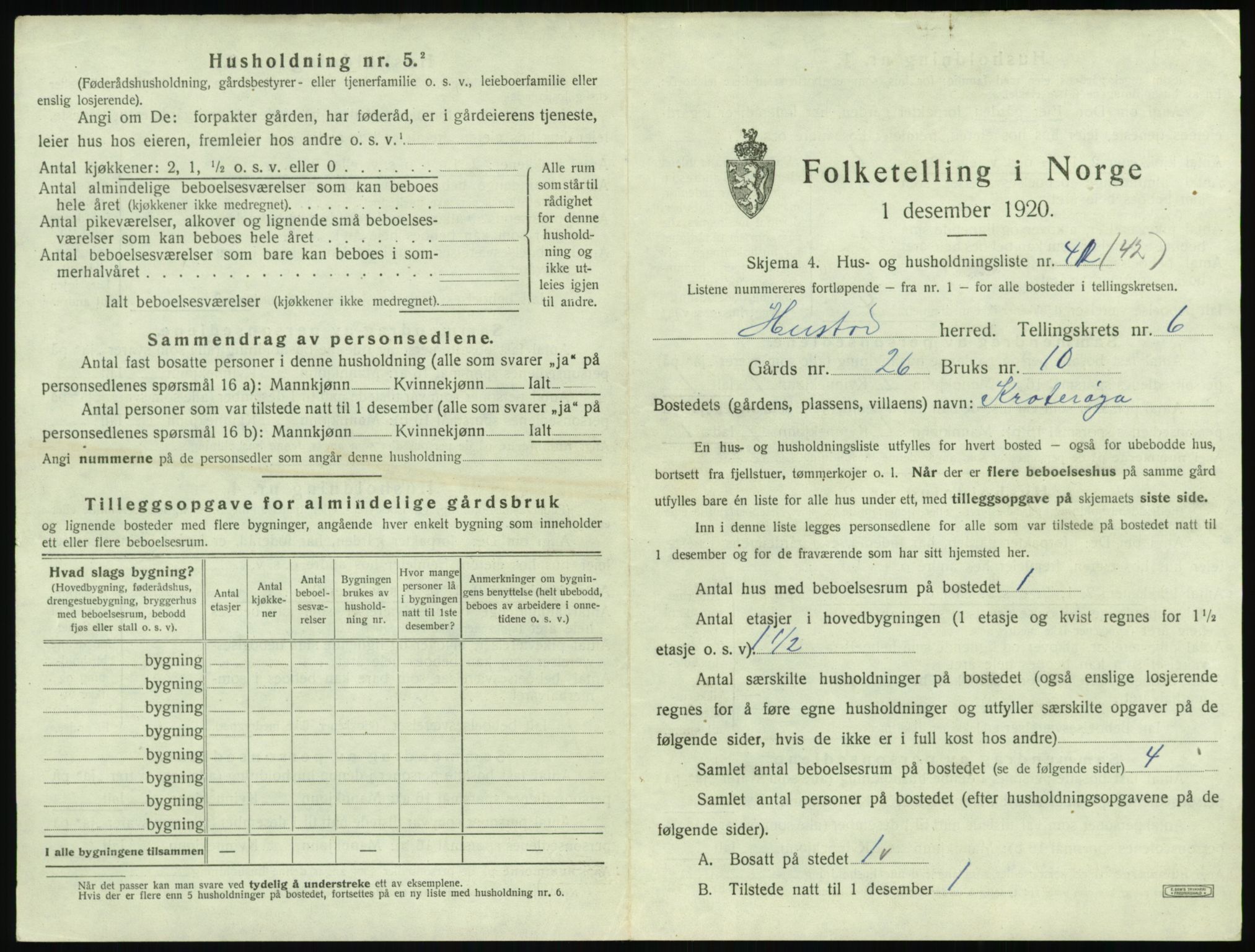 SAT, Folketelling 1920 for 1550 Hustad herred, 1920, s. 689