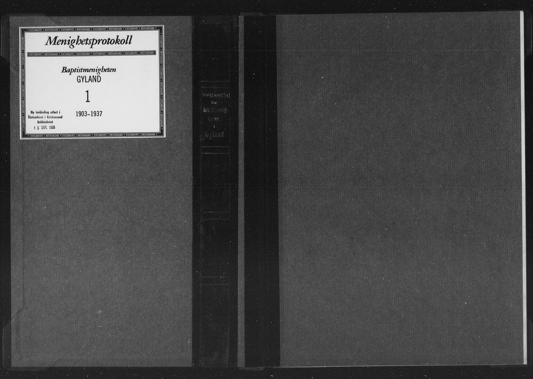 Baptistmenigheten i Gyland, AV/SAK-1292-0003/F/Fa/L0001: Dissenterprotokoll nr. F 1, 1902-1937