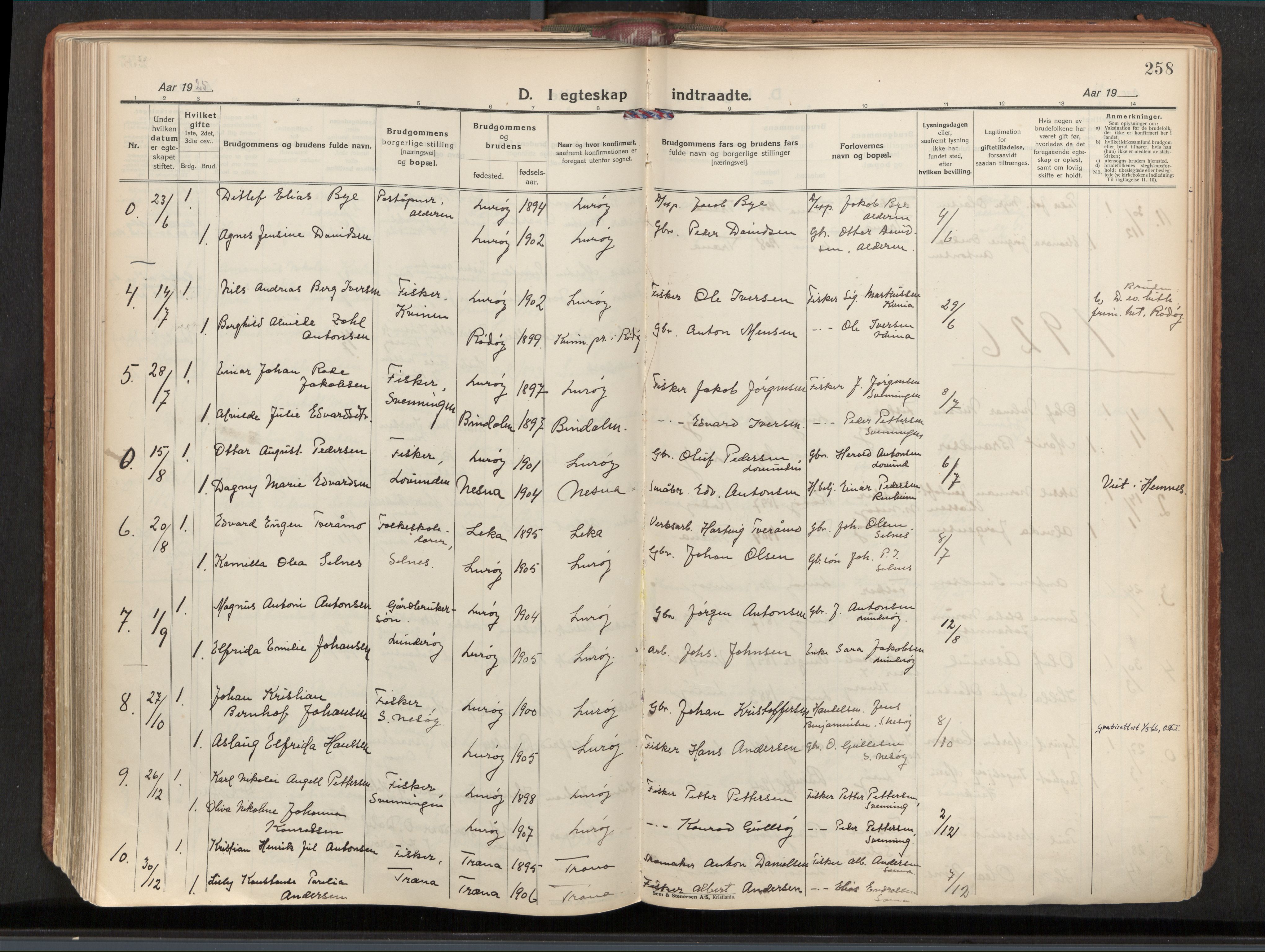 Ministerialprotokoller, klokkerbøker og fødselsregistre - Nordland, AV/SAT-A-1459/839/L0570: Ministerialbok nr. 839A07, 1923-1942, s. 258