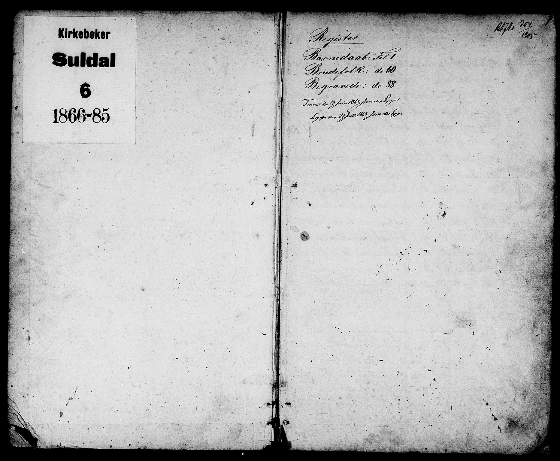 Suldal sokneprestkontor, SAST/A-101845/01/V/L0004: Klokkerbok nr. B 4, 1866-1885, s. 1