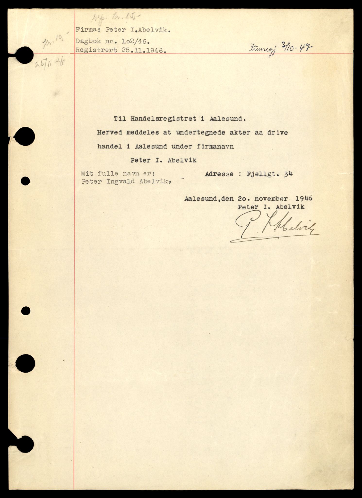 Ålesund sorenskriveri, AV/SAT-A-4383/2/J/Jd/Jdb/L0003: Enkeltmannsforetak, A - D, 1941-1982, s. 5