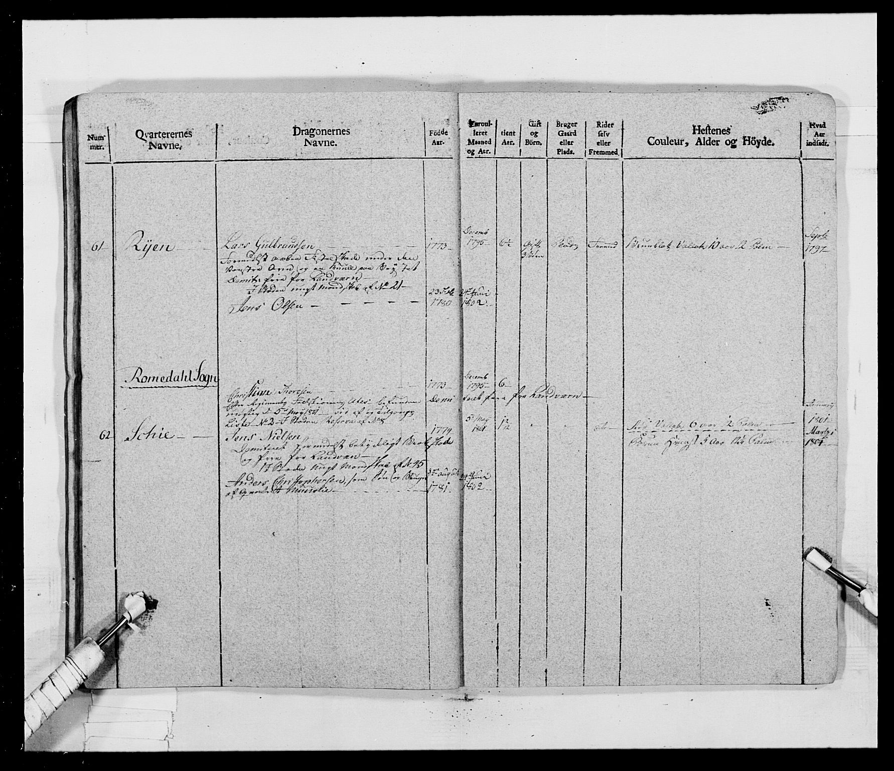 Generalitets- og kommissariatskollegiet, Det kongelige norske kommissariatskollegium, AV/RA-EA-5420/E/Eh/L0017: Opplandske dragonregiment, 1802-1805, s. 164