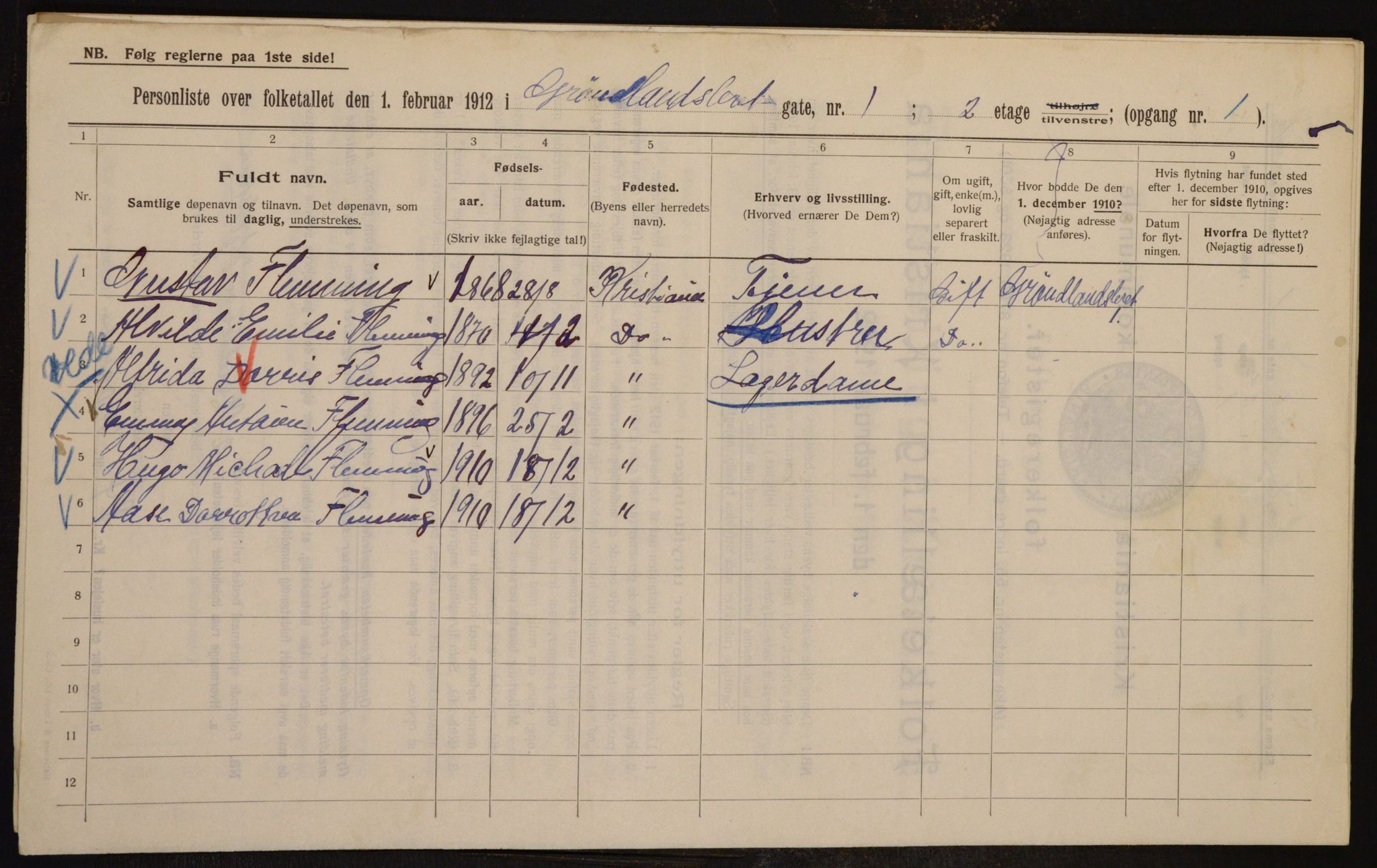 OBA, Kommunal folketelling 1.2.1912 for Kristiania, 1912, s. 31399